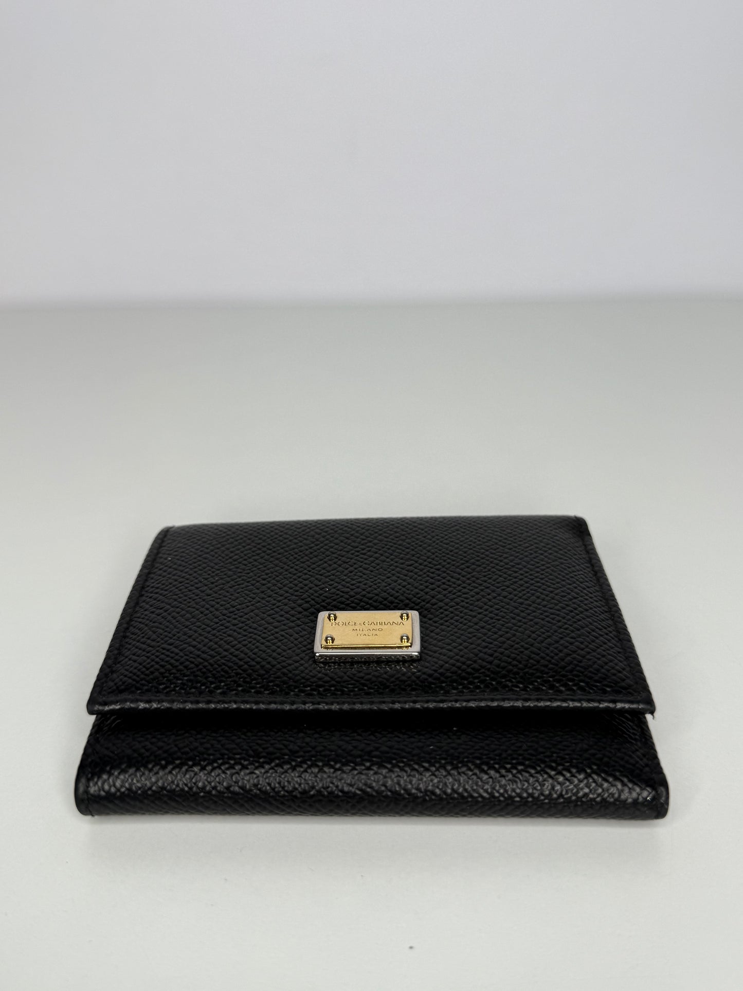 Dolce Gabbana Black Leather Trifold Wallet