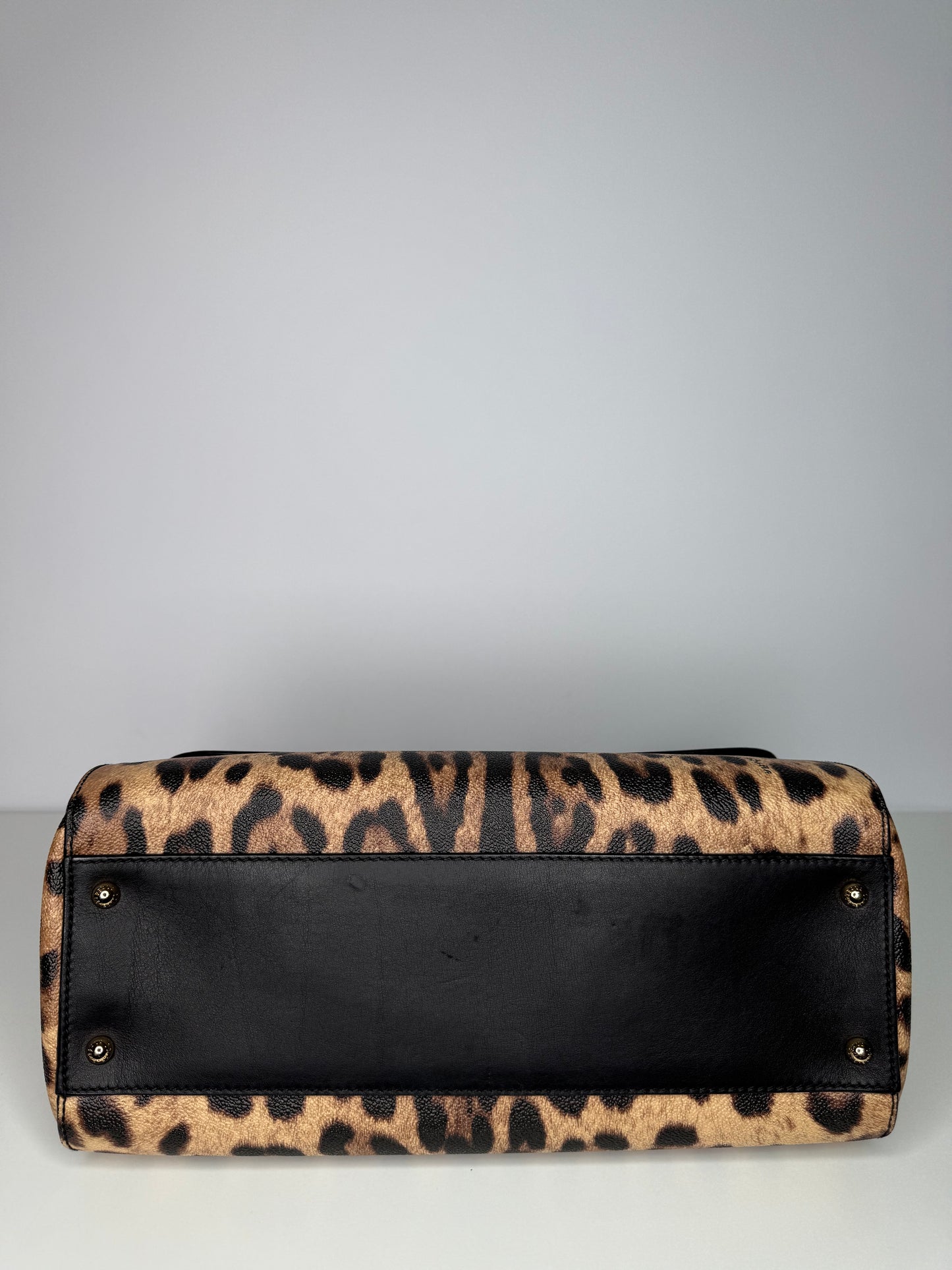 Dolce Gabbana Leopard Print Large Miss Sicily Top Handle Bag