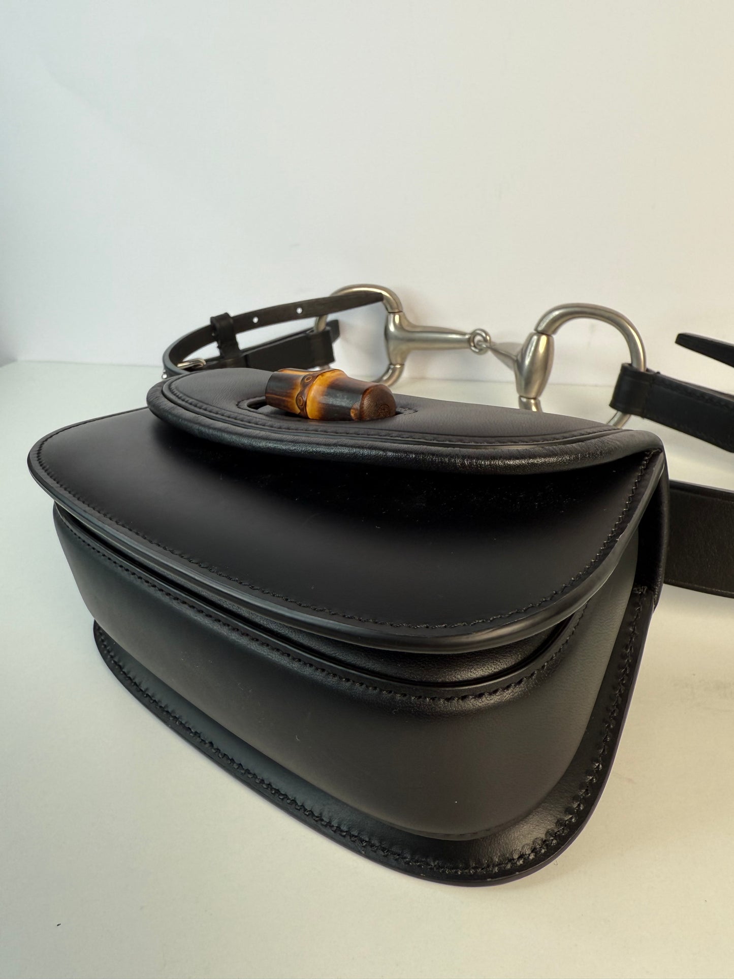 Gucci Black Calfskin Bamboo 1947 Mini Belt Bag