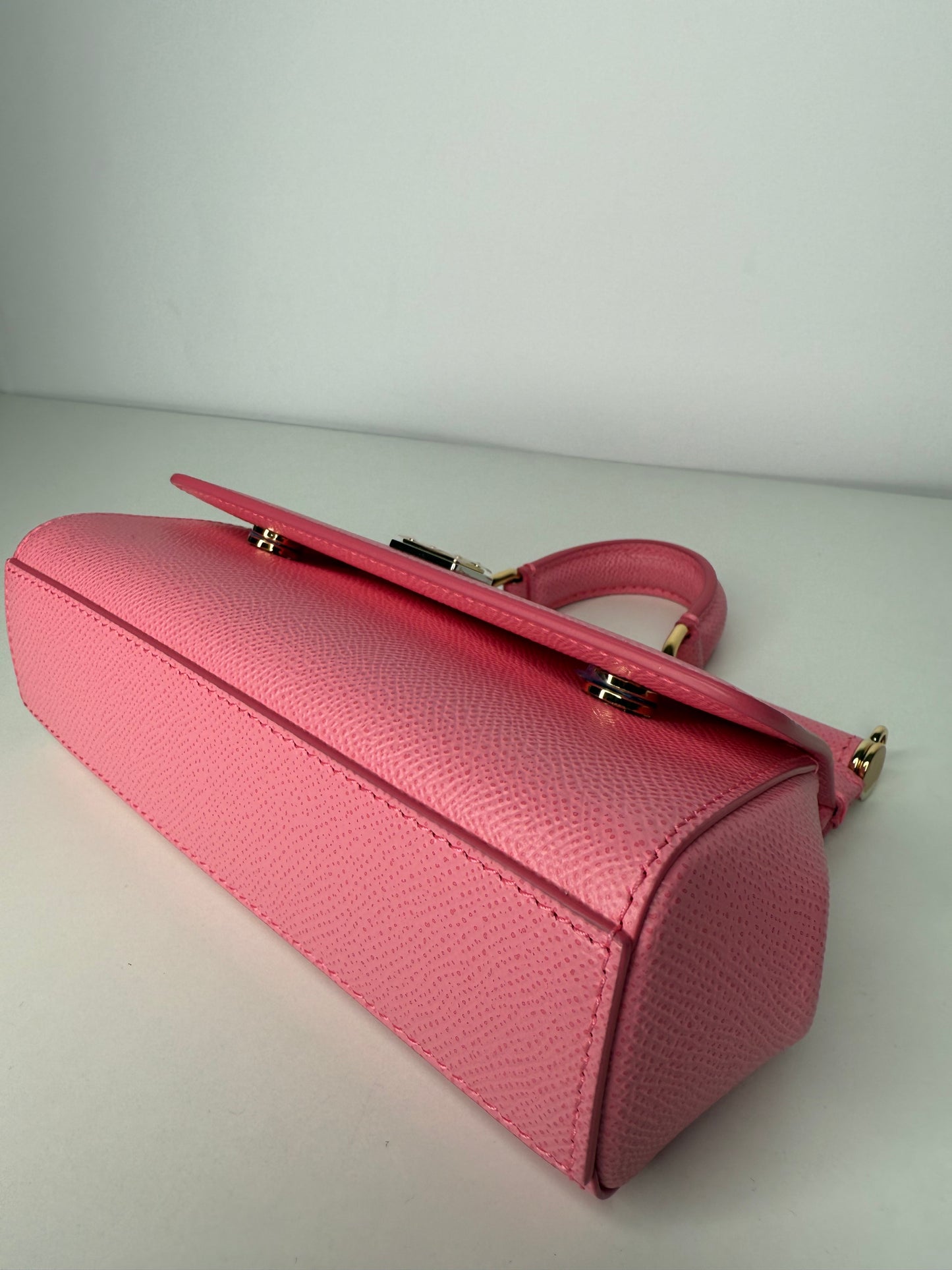 Dolce Gabbana Pink Dauphine Leather Small Sicily Crossbody Bag