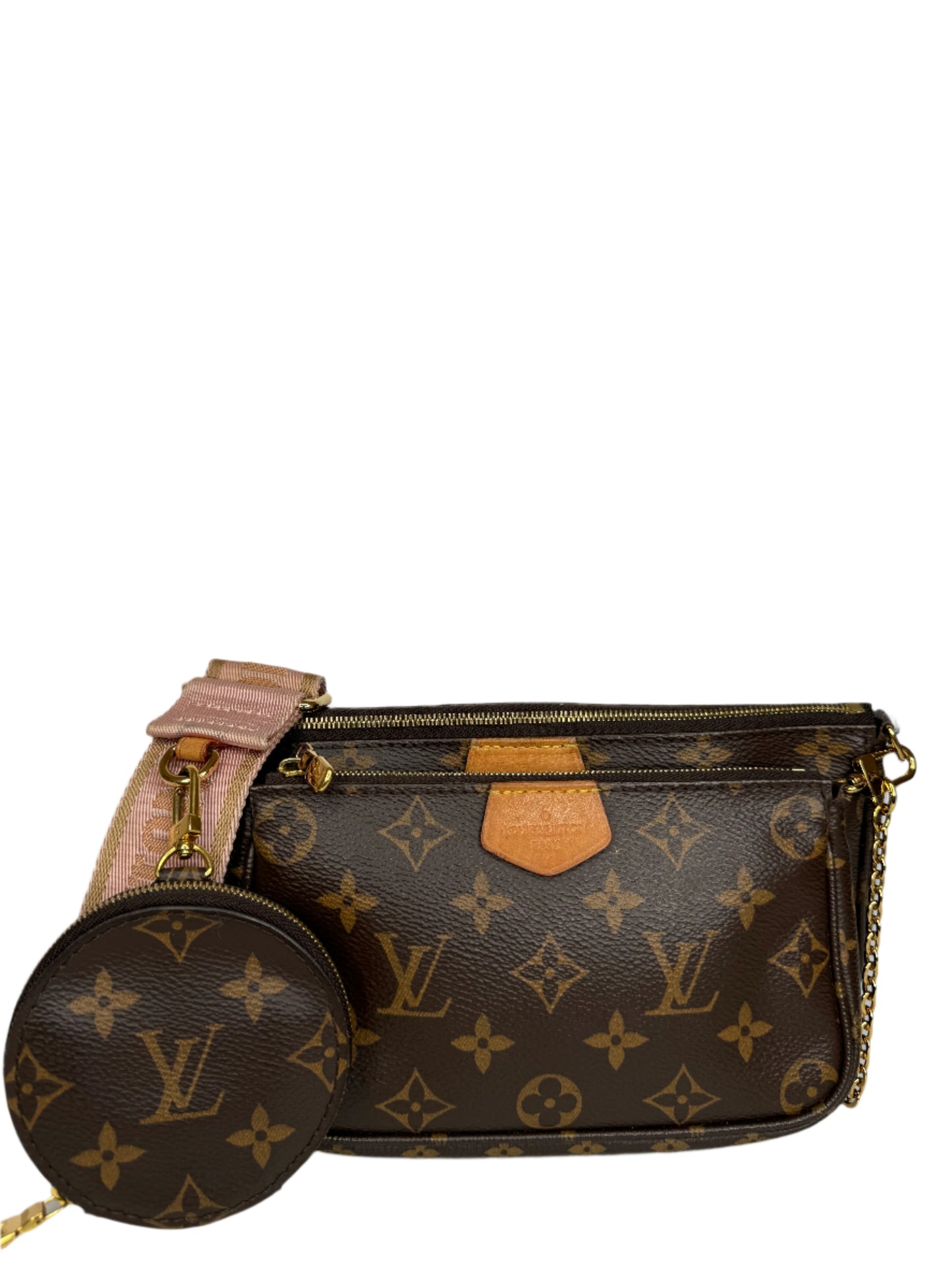 Louis Vuitton Multi Pochette Accessoires Rose Klair Strap Monogram Canvas