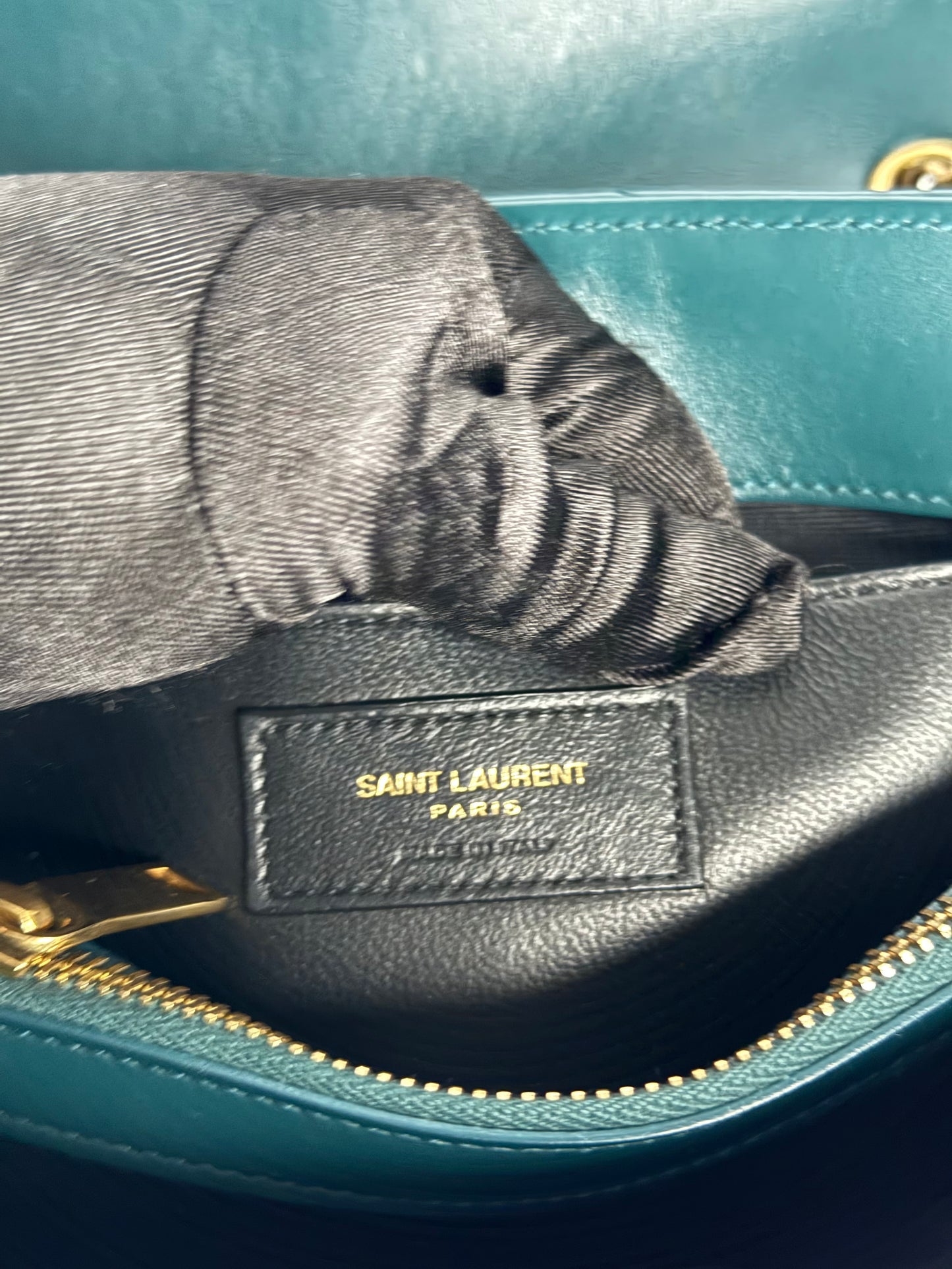 Saint Laurent Calfskin Y Quilted Monogram Medium Loulou Green