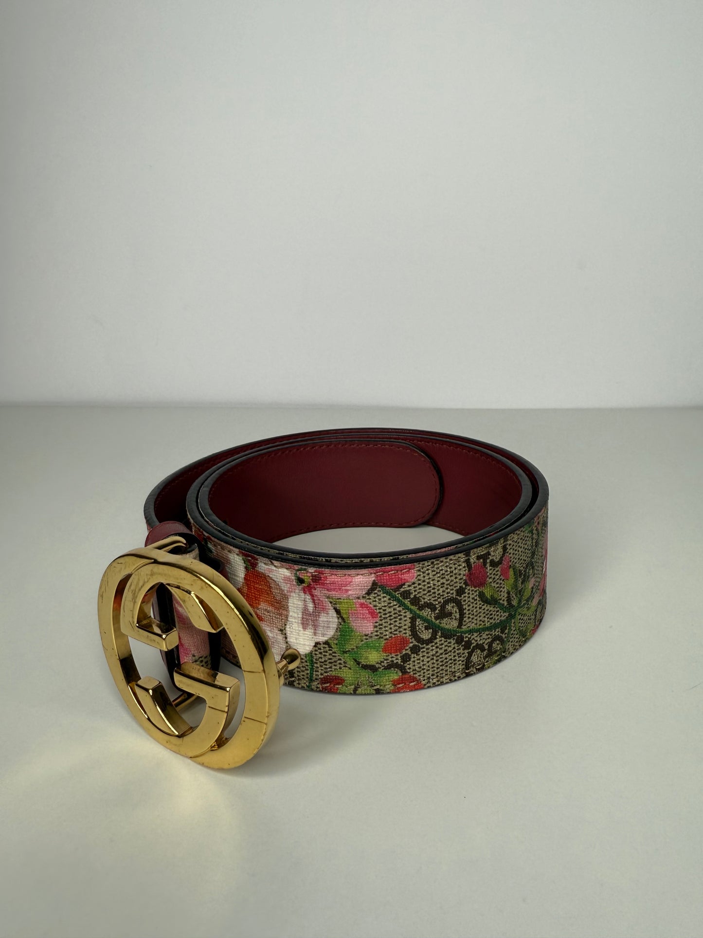 Gucci GG Supreme Monogram Blooms Interlocking G Belt