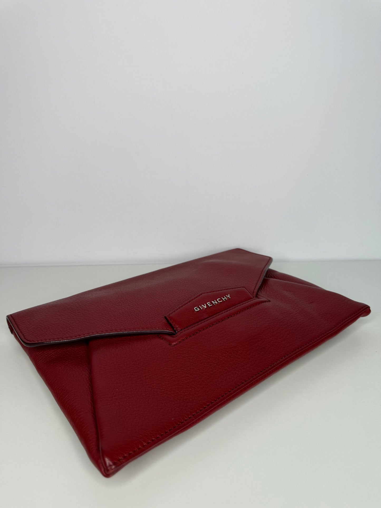 Givenchy Red Sugar Goatskin Leather Envelope Clutch Bag