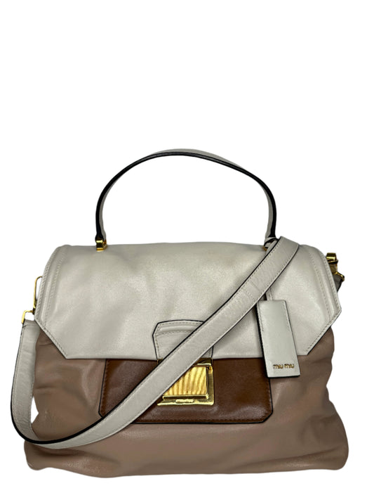 Miu Miu Tricolor Vitello Soft Leather Flap Top Handle Bag