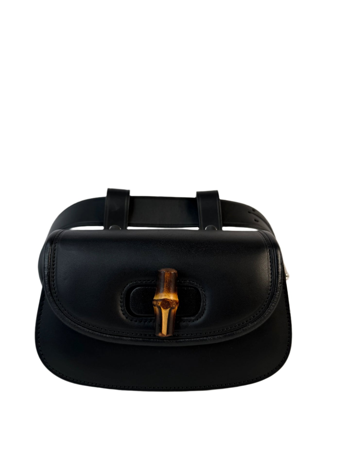 Gucci Black Calfskin Bamboo 1947 Mini Belt Bag