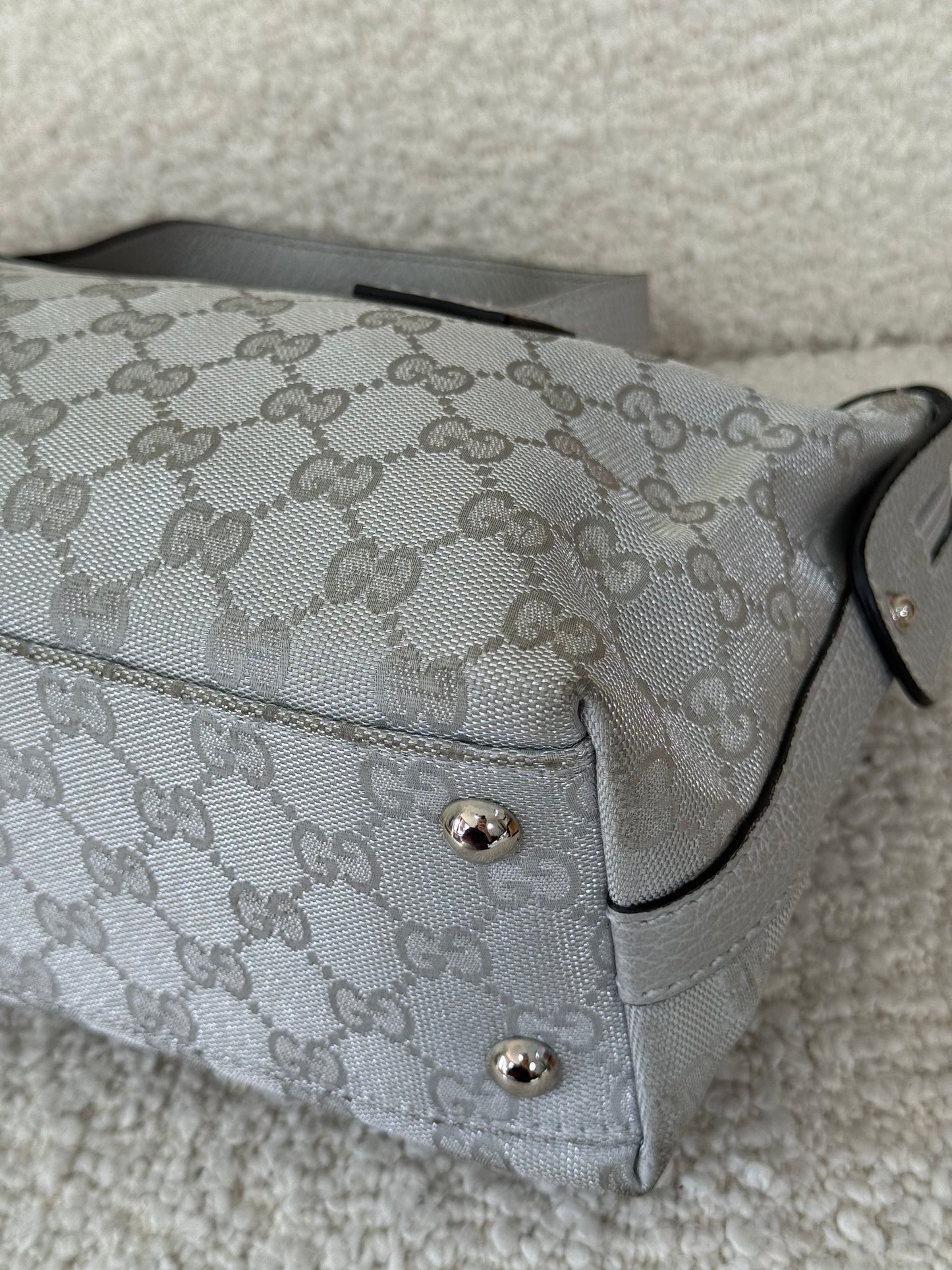 Gucci GG Monogram Canvas Small Boston in Silvery Metallic