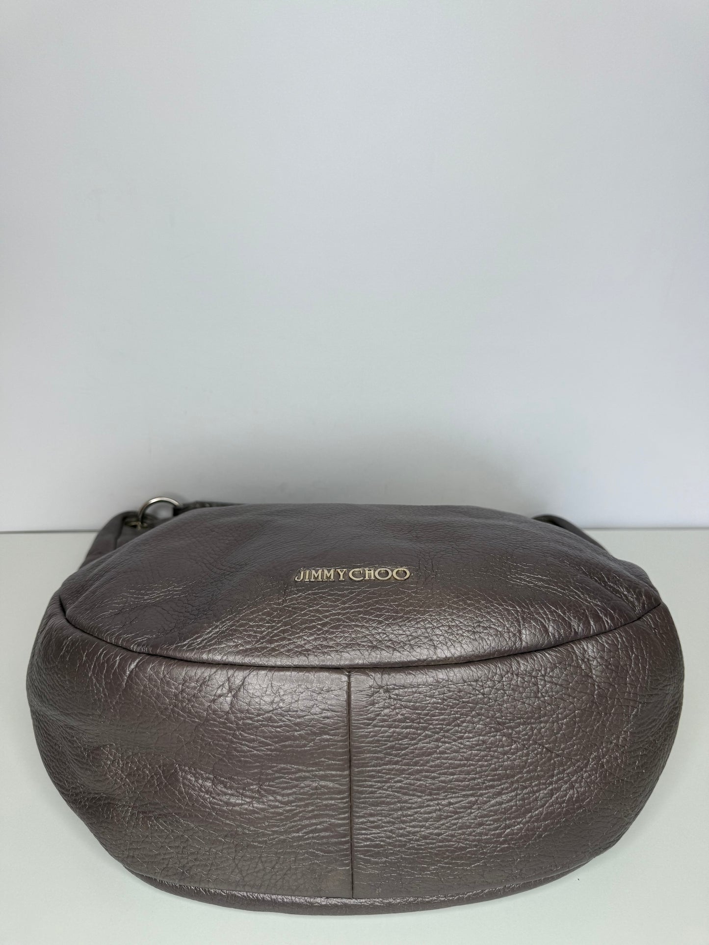Jimmy Choo Taupe Metallic Deerskin Leather Solar Hobo Bag