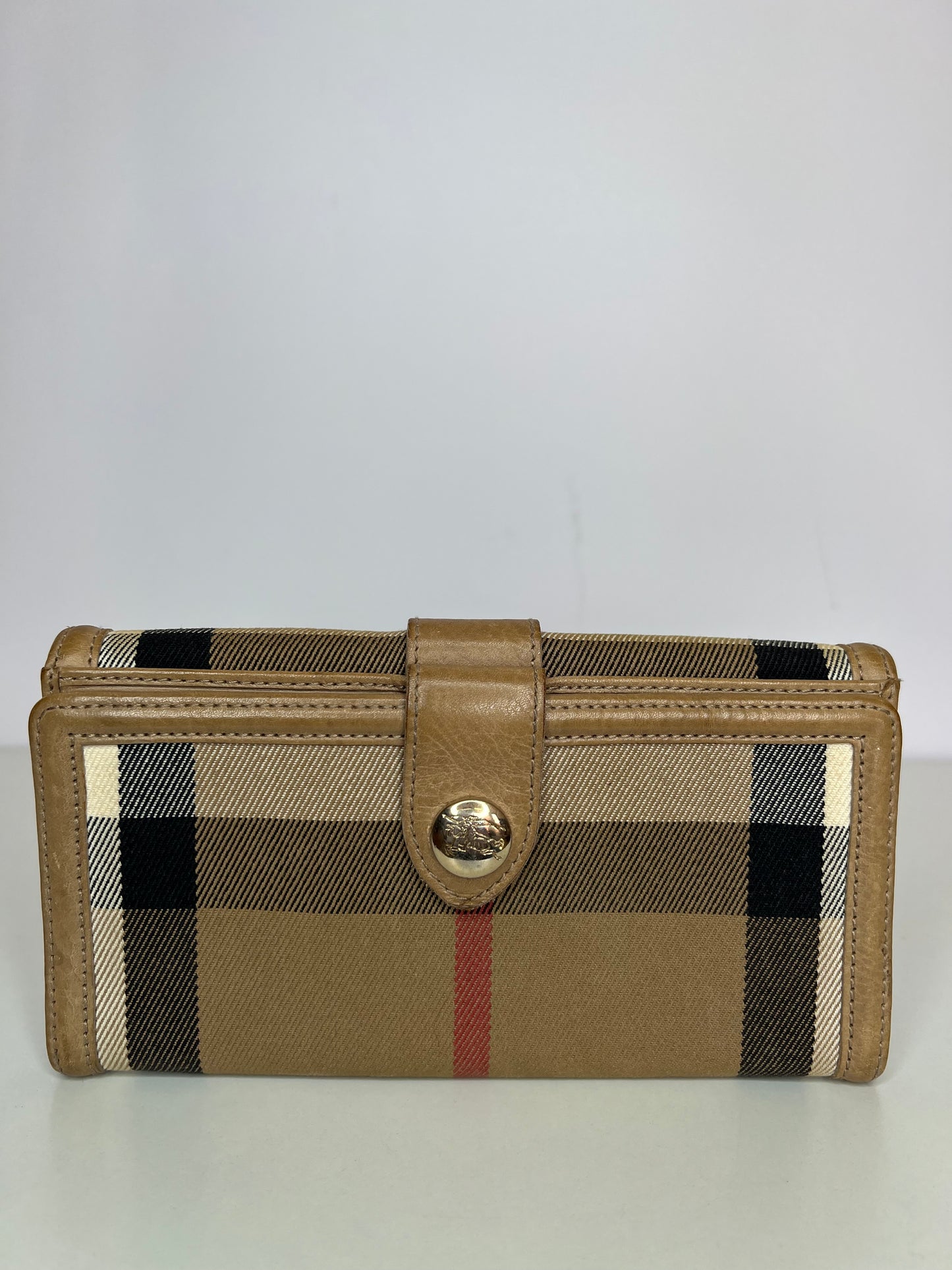 Burberry Beige Nova Check Canvas and Leather Buckle Flap Wallet