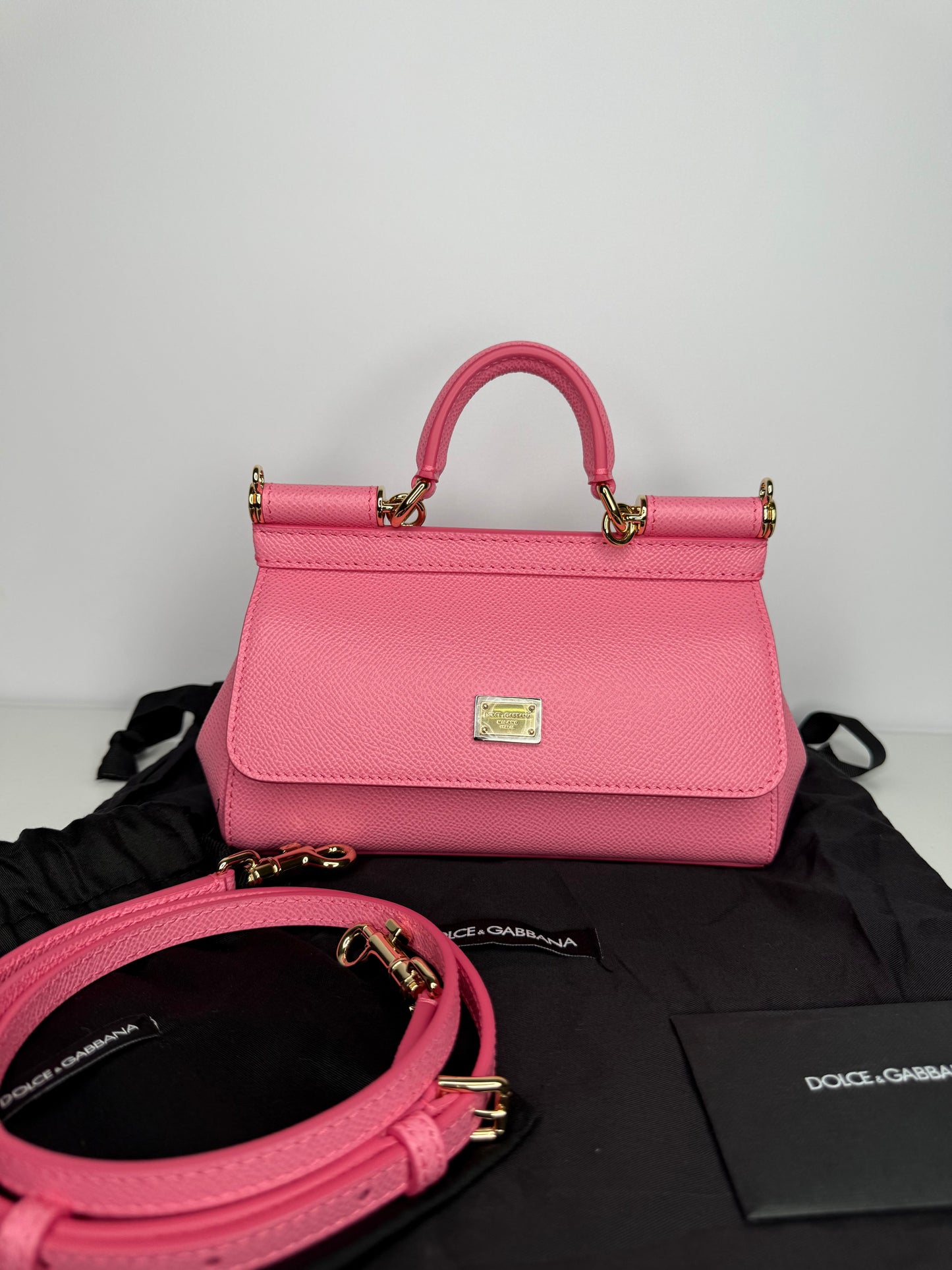 Dolce Gabbana Pink Dauphine Leather Small Sicily Crossbody Bag