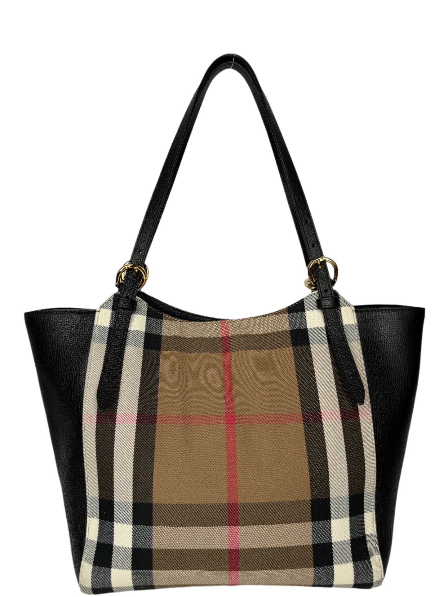 Burberry Black Leather and House Check Canvas Canterbury Tote Bag