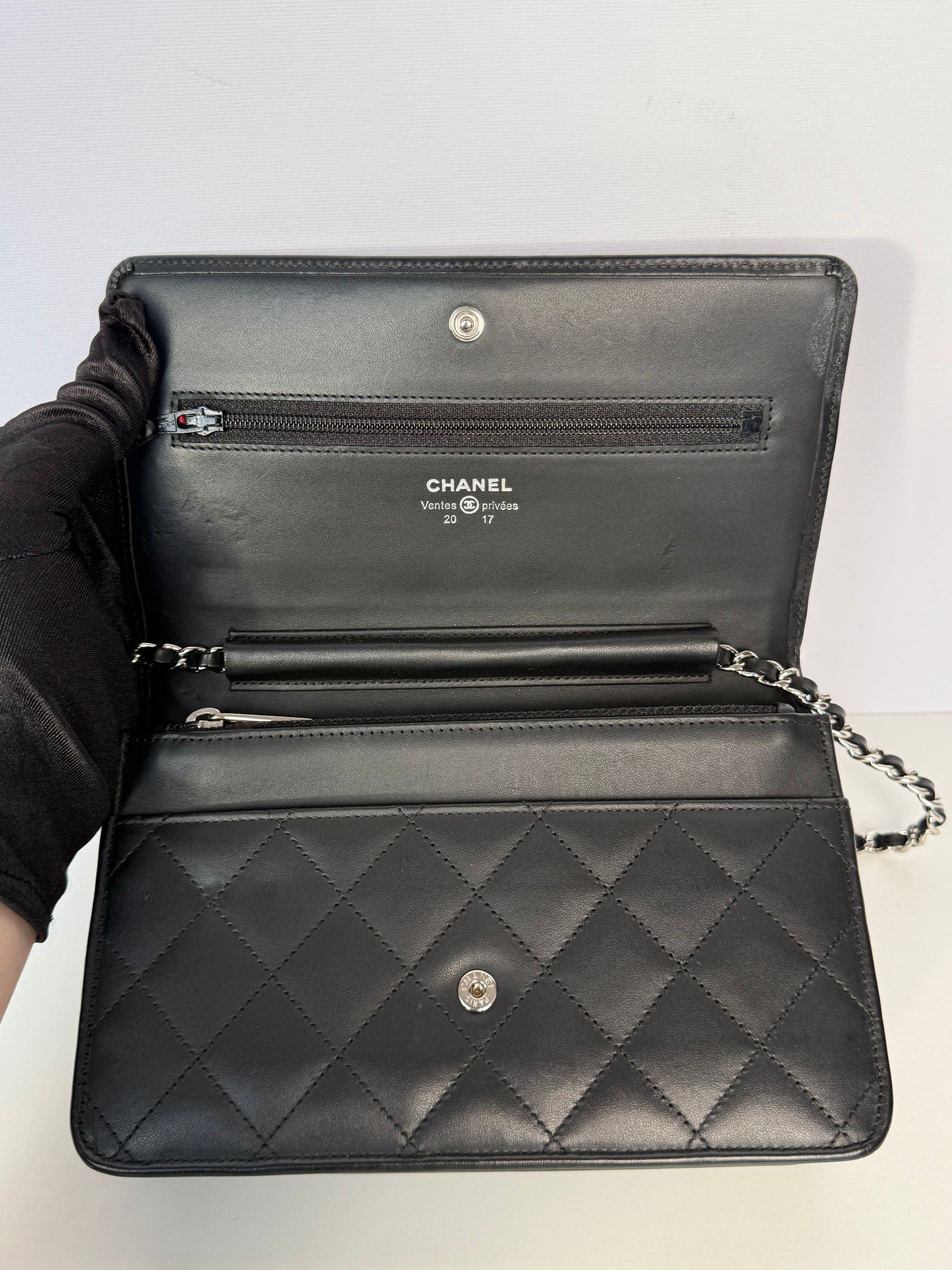 Chanel Calfskin Quilted Cambon Wallet On Chain