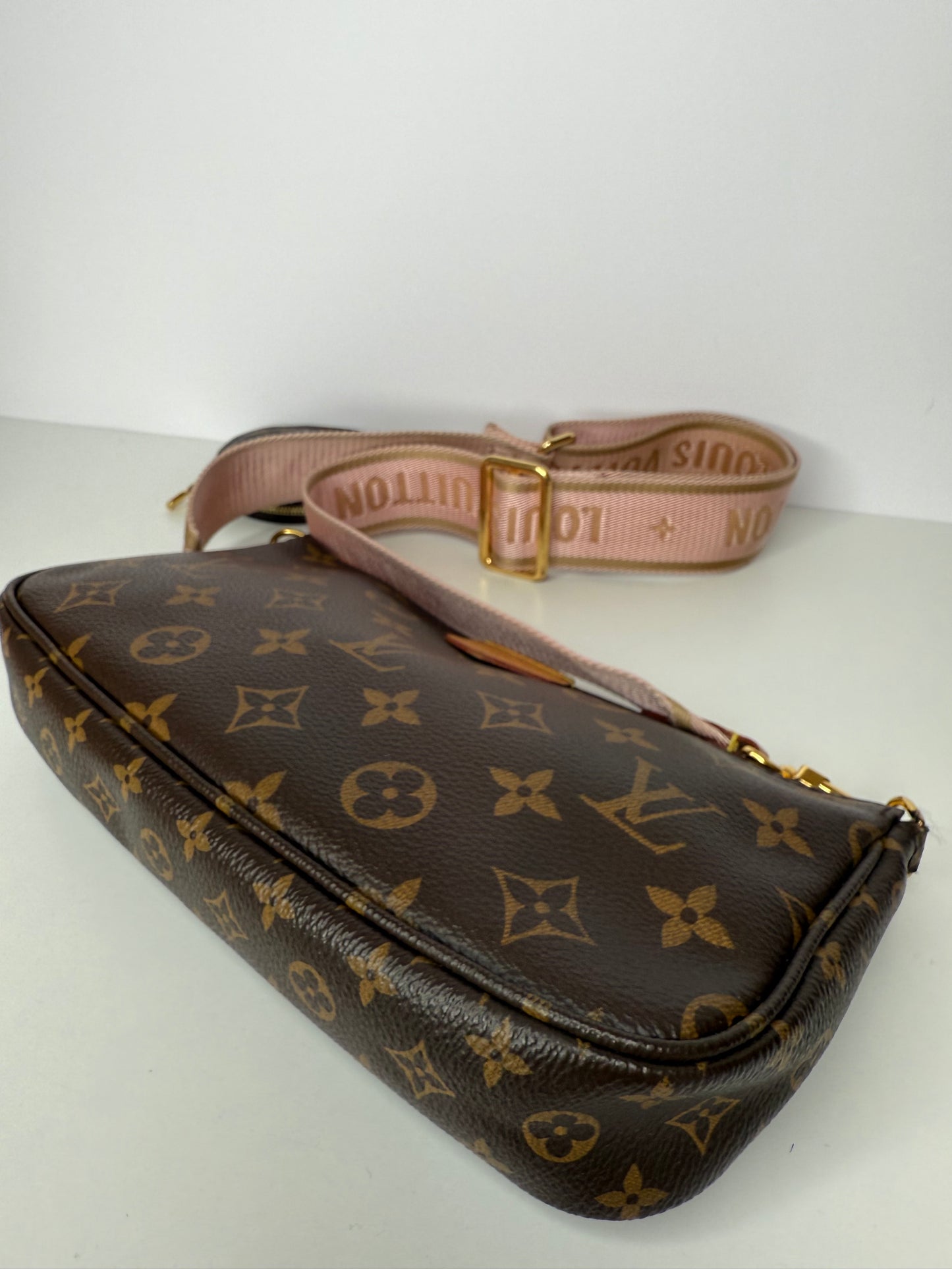 Louis Vuitton Multi Pochette Accessoires Rose Klair Strap Monogram Canvas