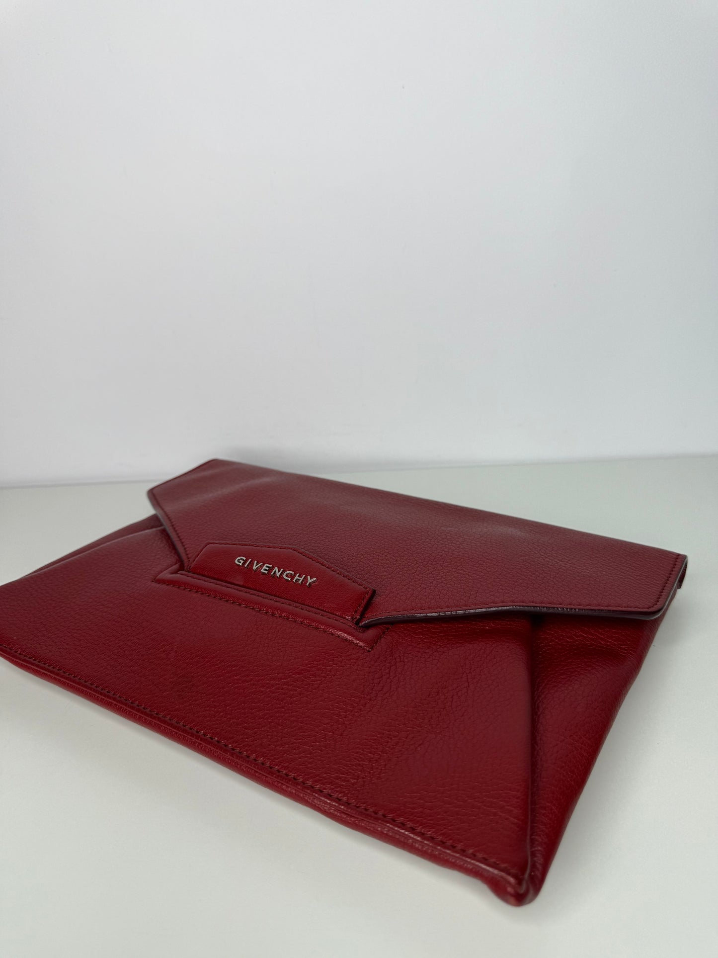 Givenchy Red Sugar Goatskin Leather Envelope Clutch Bag