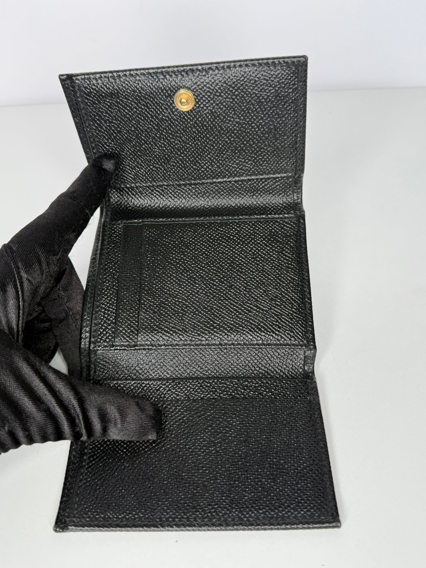 Dolce Gabbana Black Leather Trifold Wallet