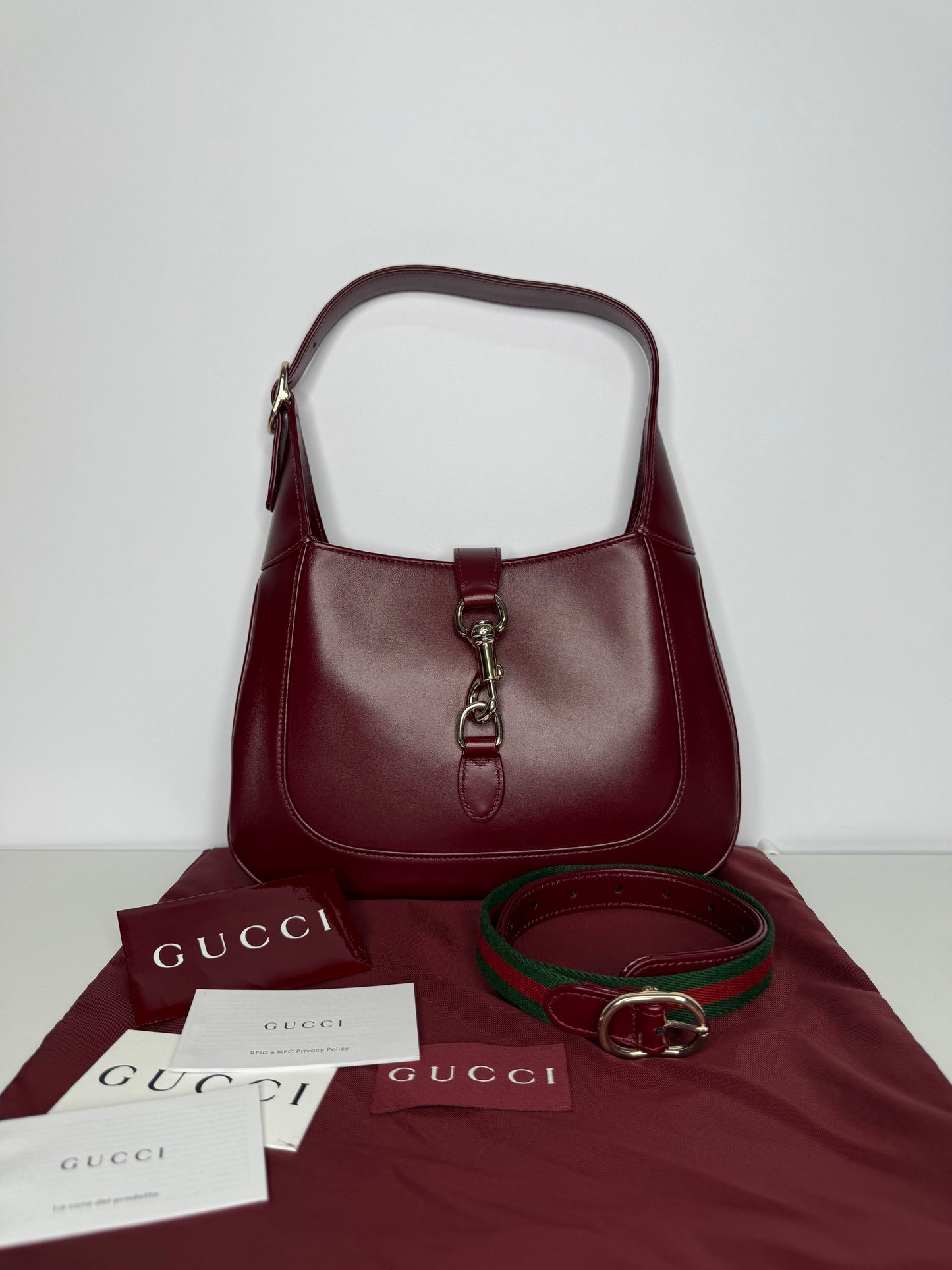 Gucci Jackie 1961 Small Shoulder Bag Gucci Rosso Ancora Leather