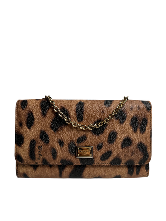 Dolce Gabbana Dauphine Leopard Print Wallet On Chain