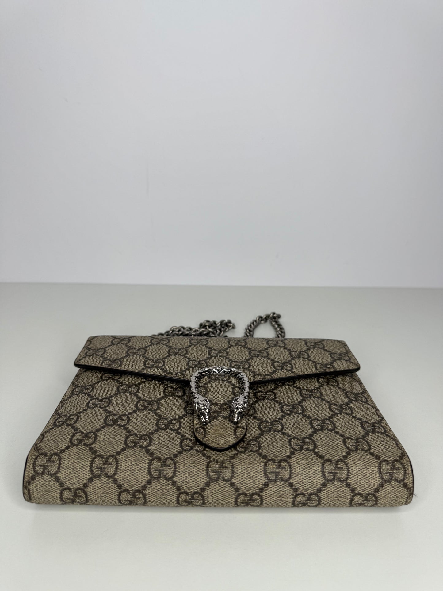 Gucci Dionysus Beige/Ebony GG Supreme Canvas Wallet on Chain