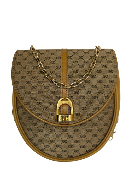 Gucci Vintage Brown Micro GG Canvas Crossbody Bag