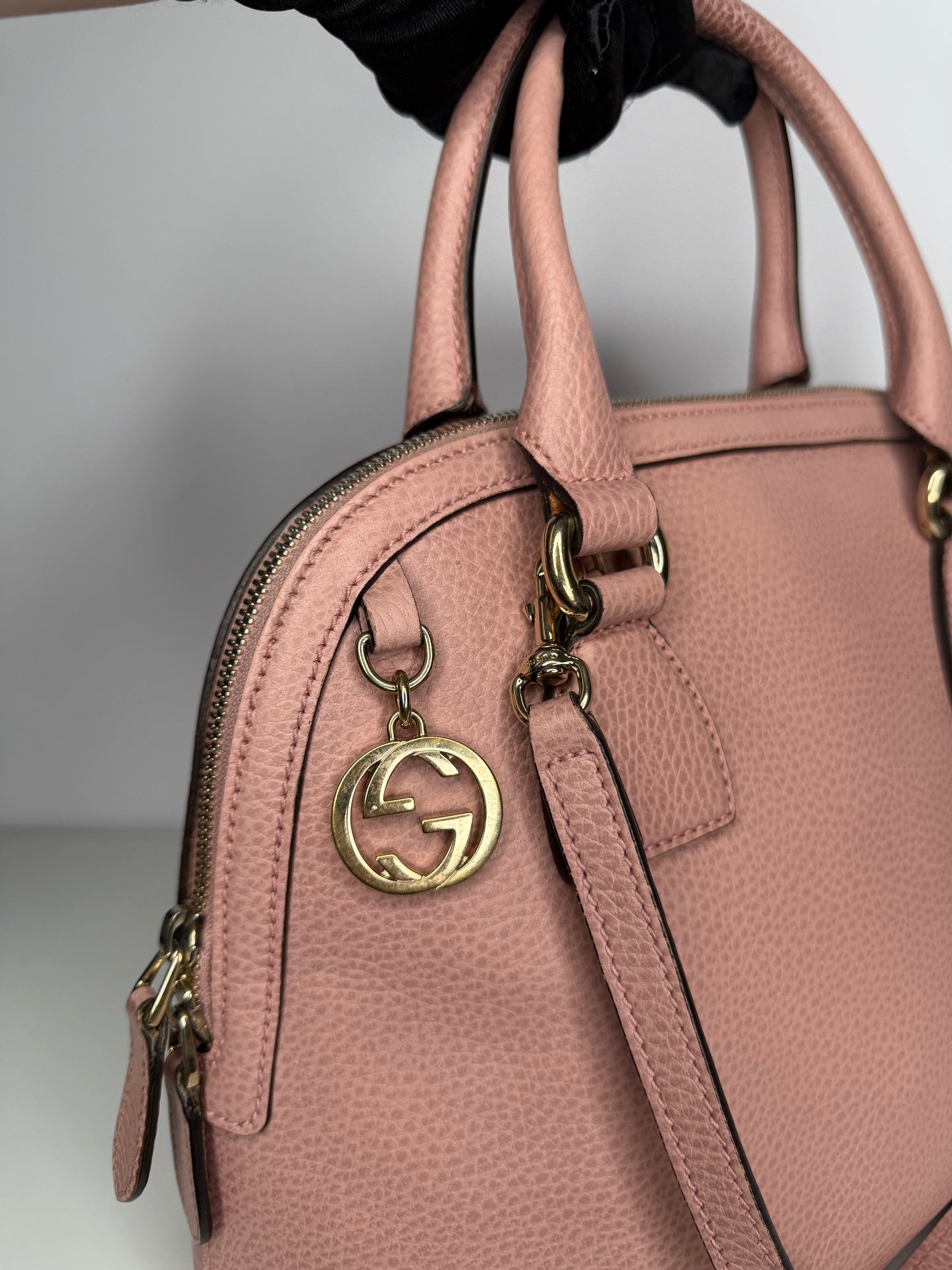 Gucci Dollar Calfskin Small GG Charm Dome Bag Baby Pink