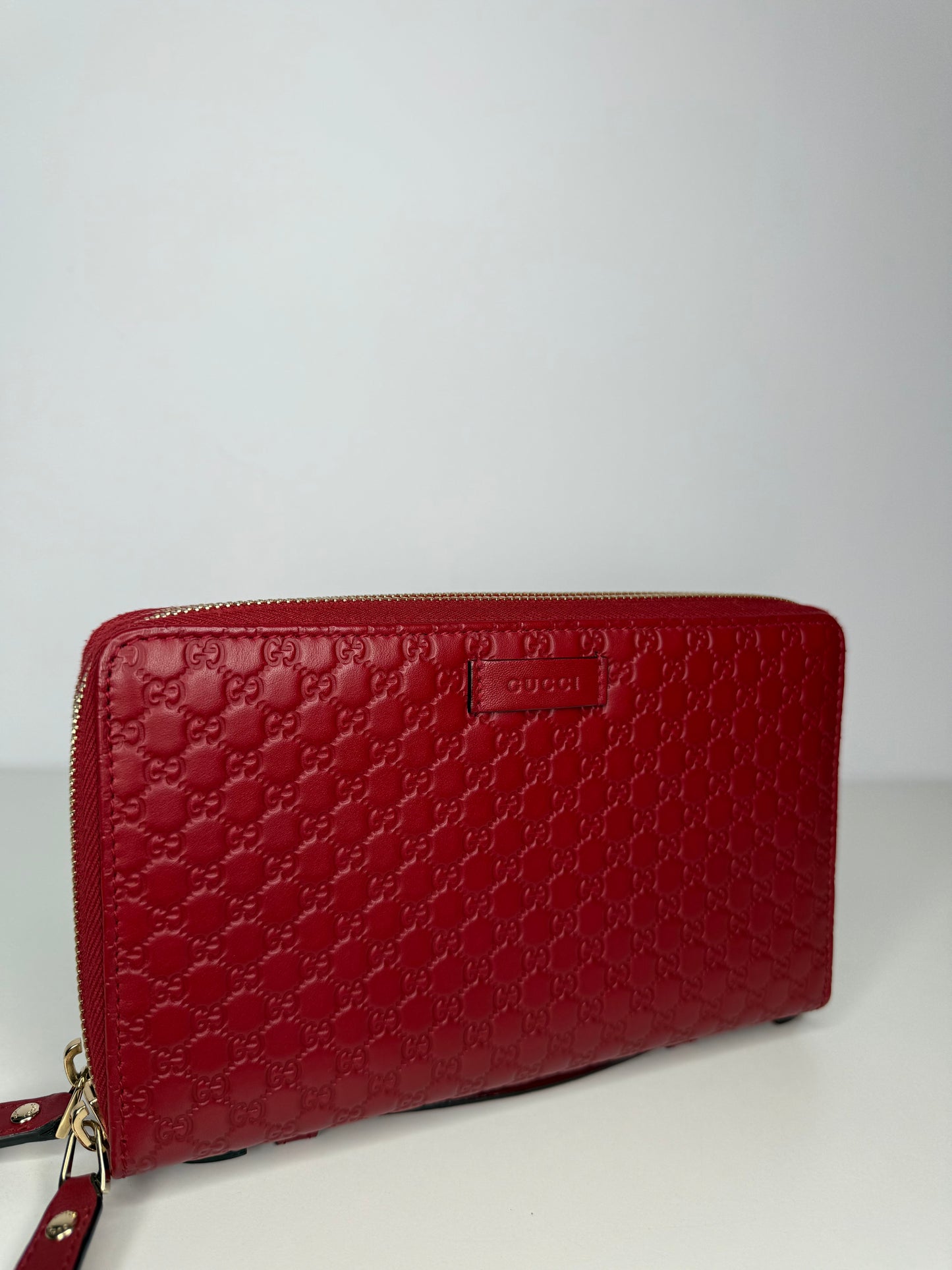 Gucci Burgundy Microguccissima Zip Around Travel Wallet