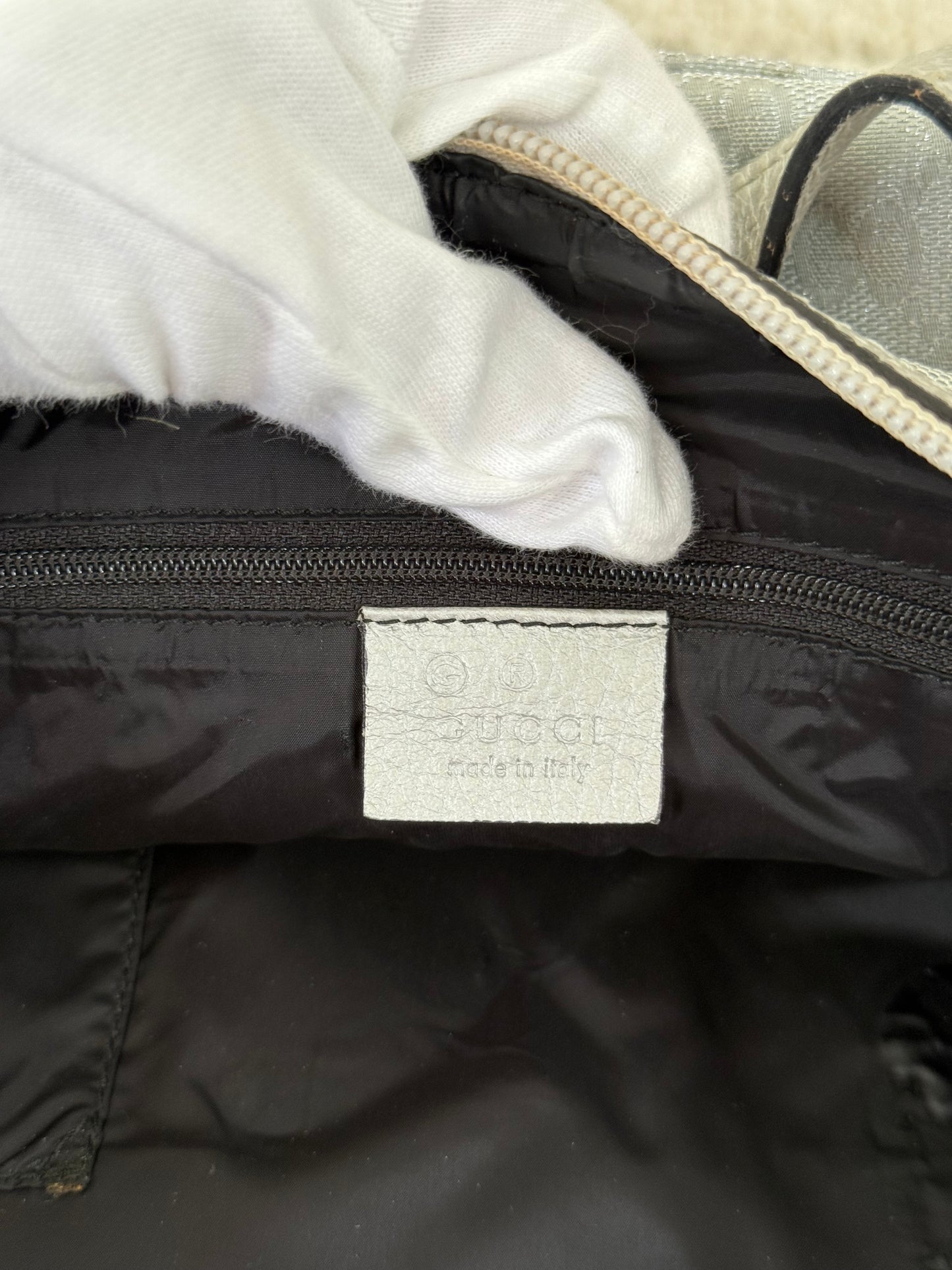 Gucci GG Monogram Canvas Small Boston in Silvery Metallic