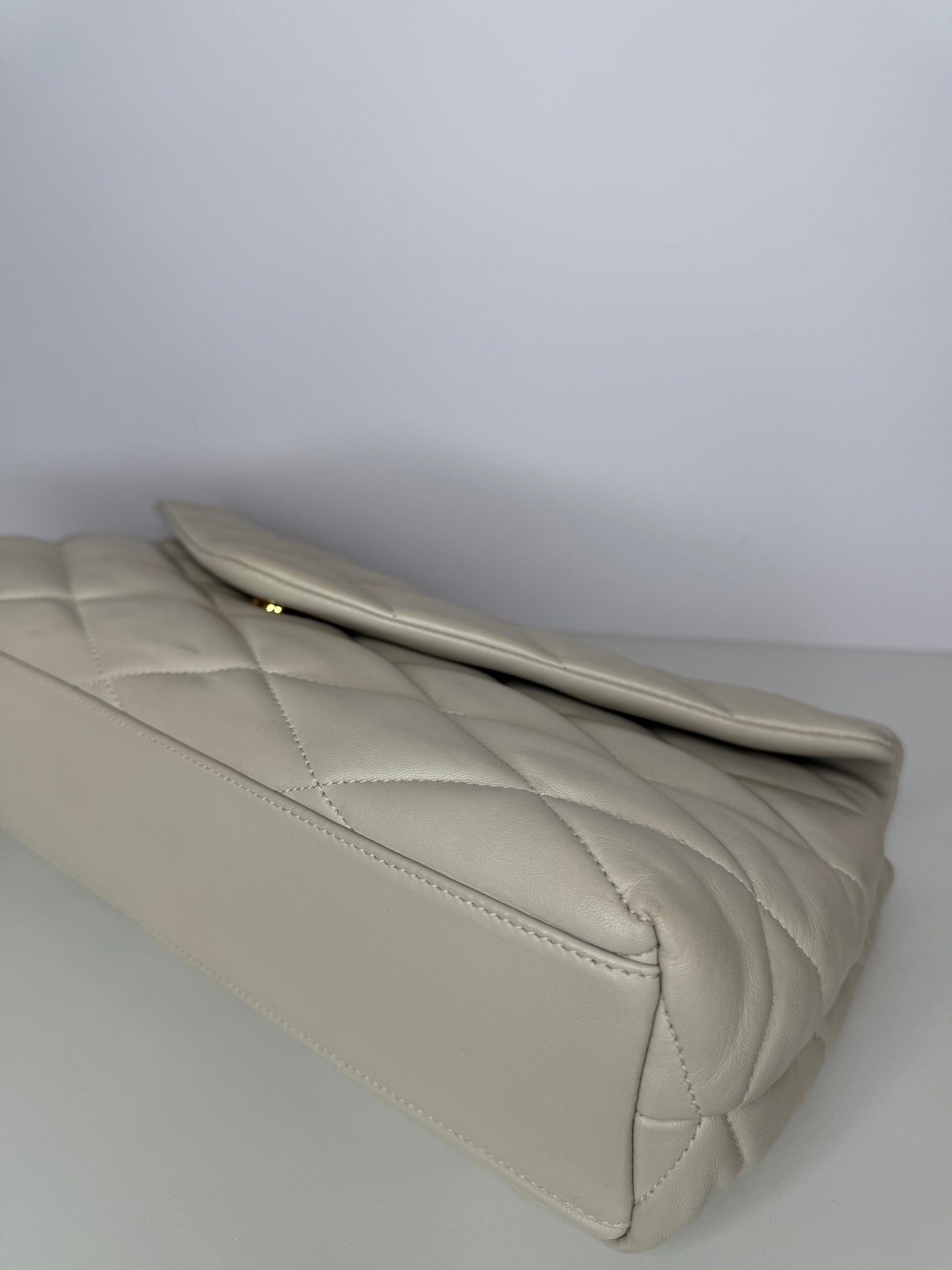 Saint Laurent Sade Puffer Ivory Quilted Leather Clutch