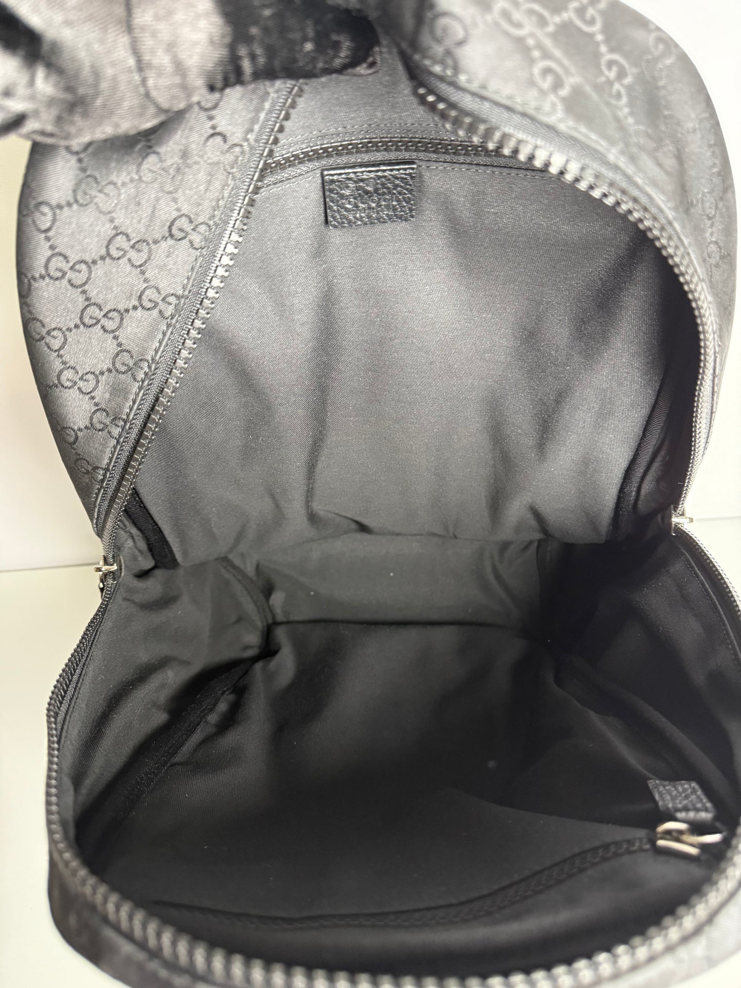 Gucci Black GG Nylon and Leather Rucksack Backpack