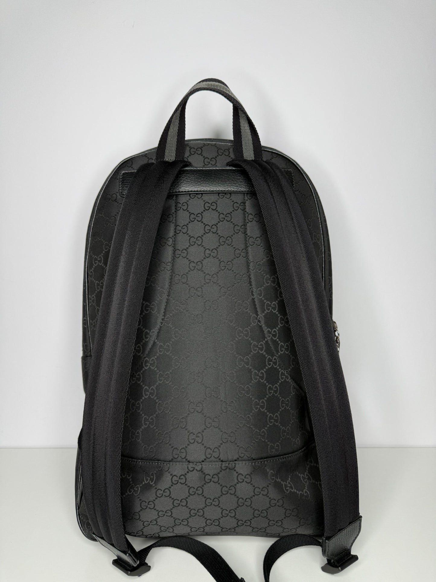 Gucci Black GG Nylon and Leather Rucksack Backpack