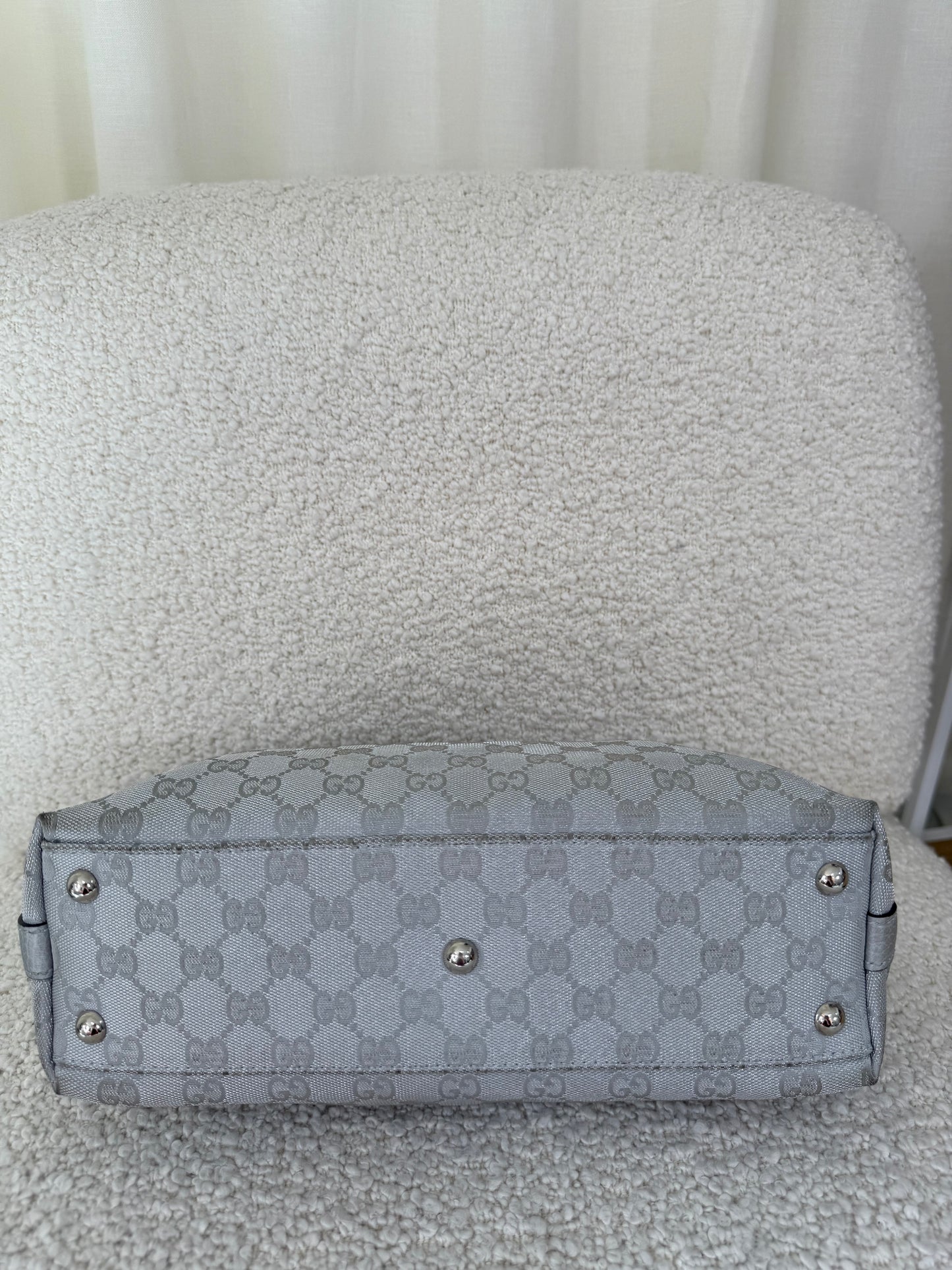 Gucci GG Monogram Canvas Small Boston in Silvery Metallic