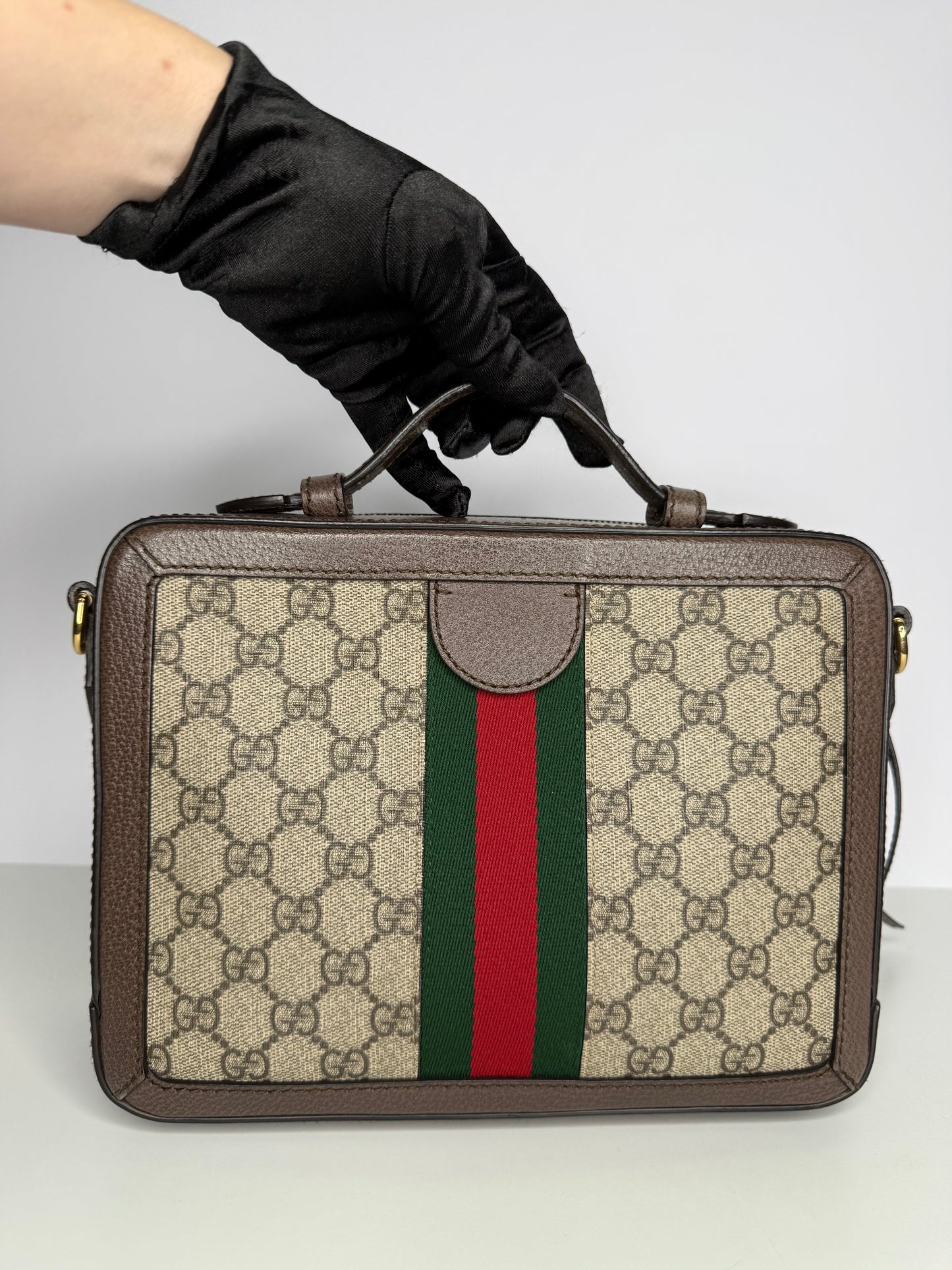 Gucci Ophidia GG Supreme Canvas and Leather Top Handle Bag