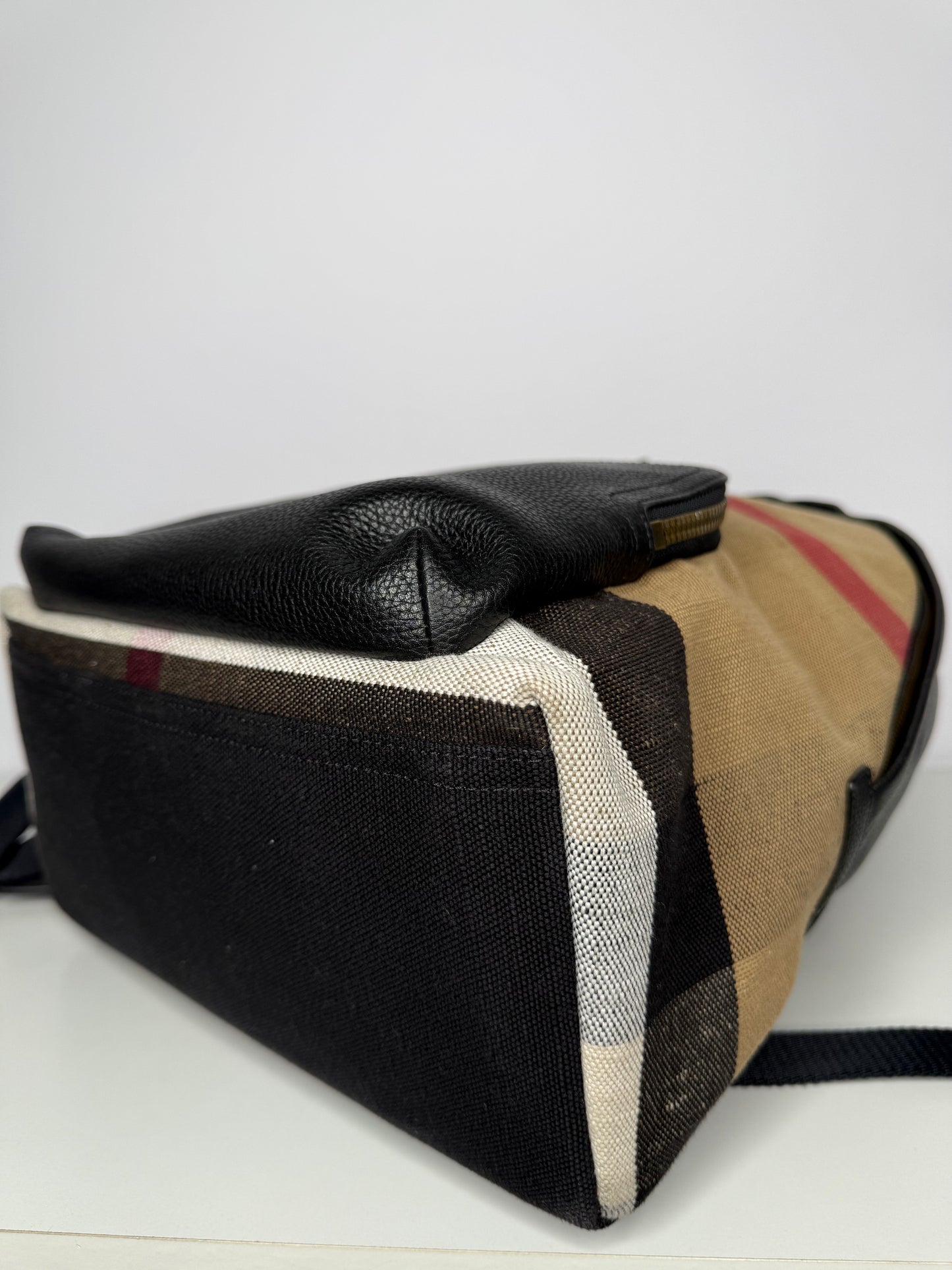 Burberry Abbeydale Backpack House Check Canvas and Leather