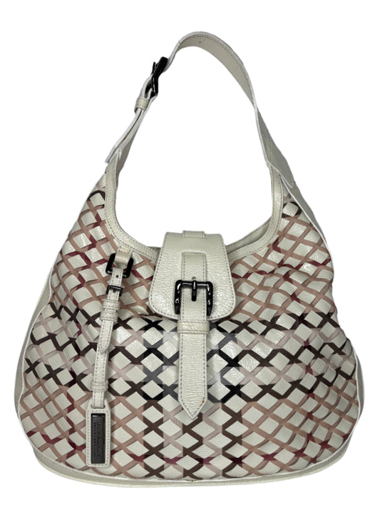 Burberry White House Check Patent Leather and PVC Brooke Hobo