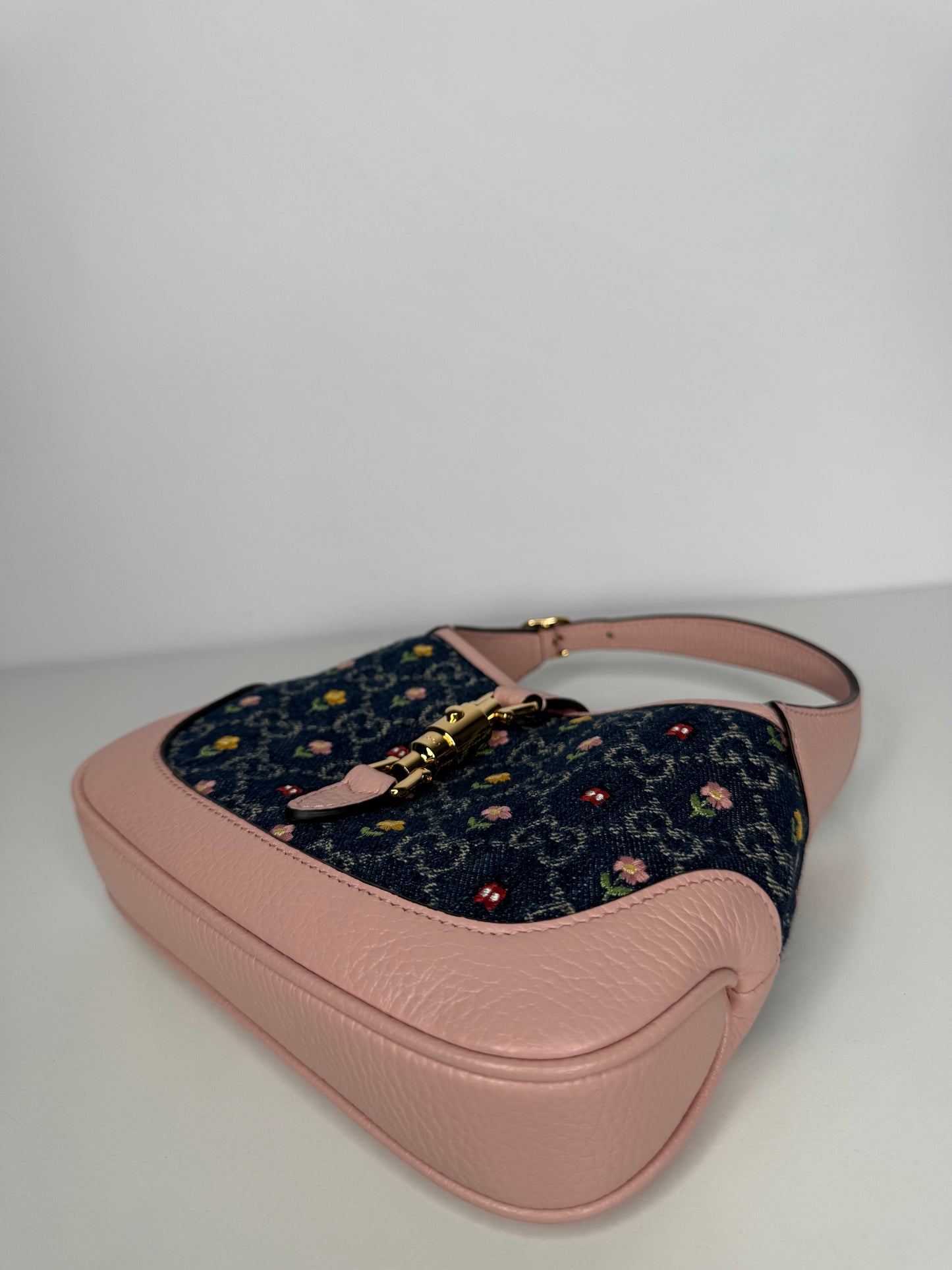 Gucci 520 Limited Edition Floral Denim Mini Jackie 1961