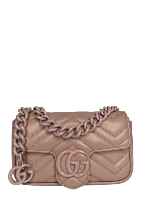 Gucci Calfskin Matelasse Monochrome GG Marmont Chain Bag Baby Pink