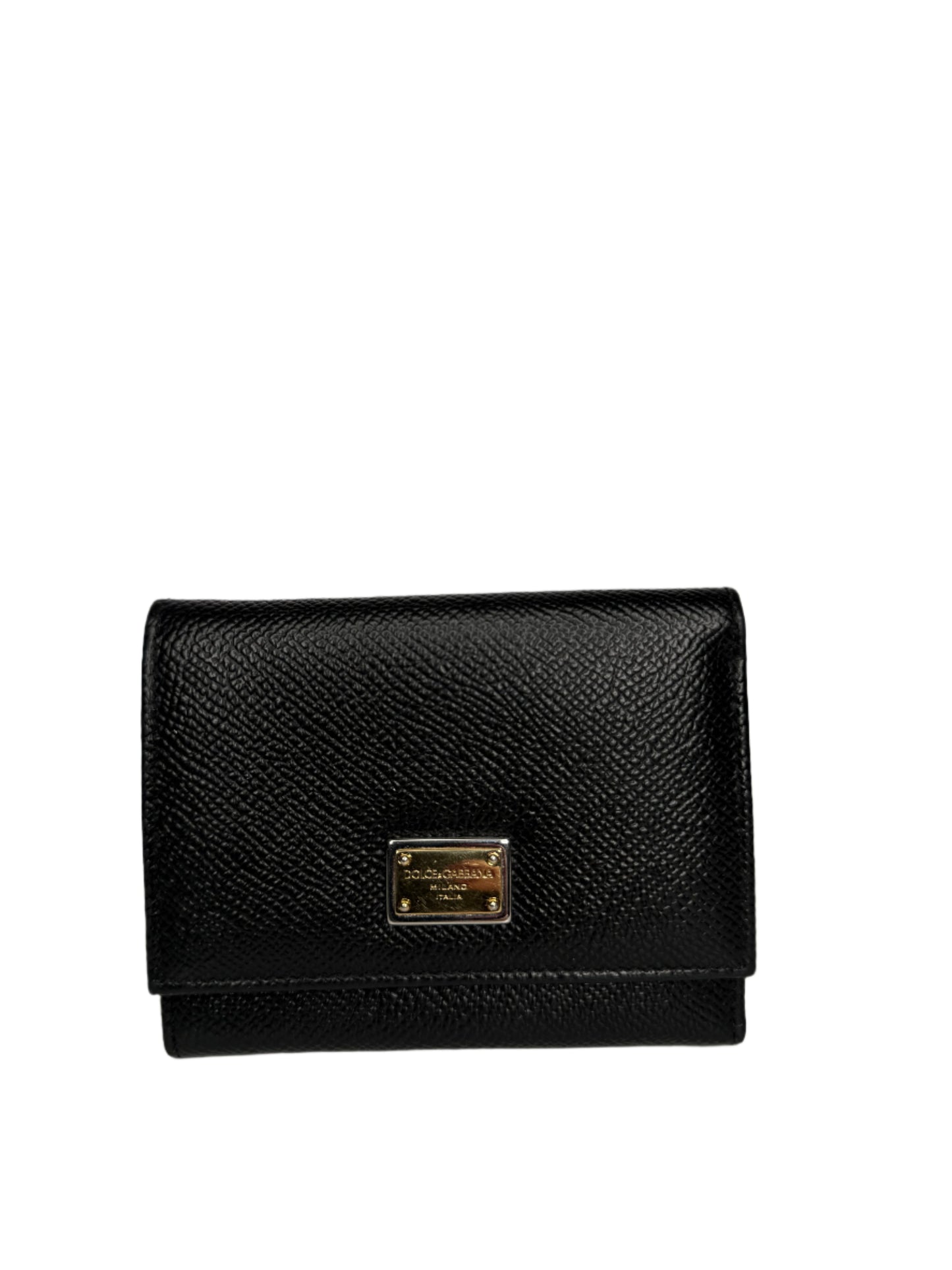 Dolce Gabbana Black Leather Trifold Wallet