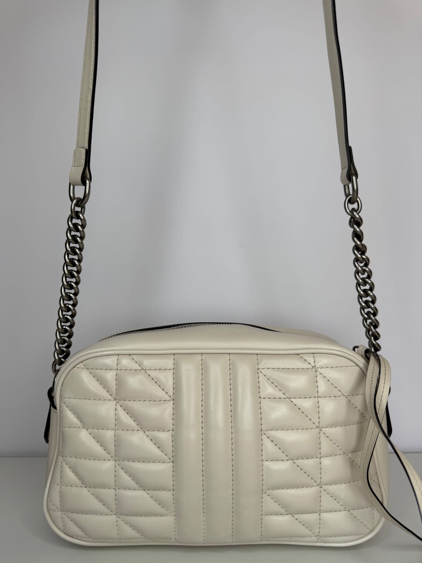 Gucci GG Marmont White Leather Small Camera Bag