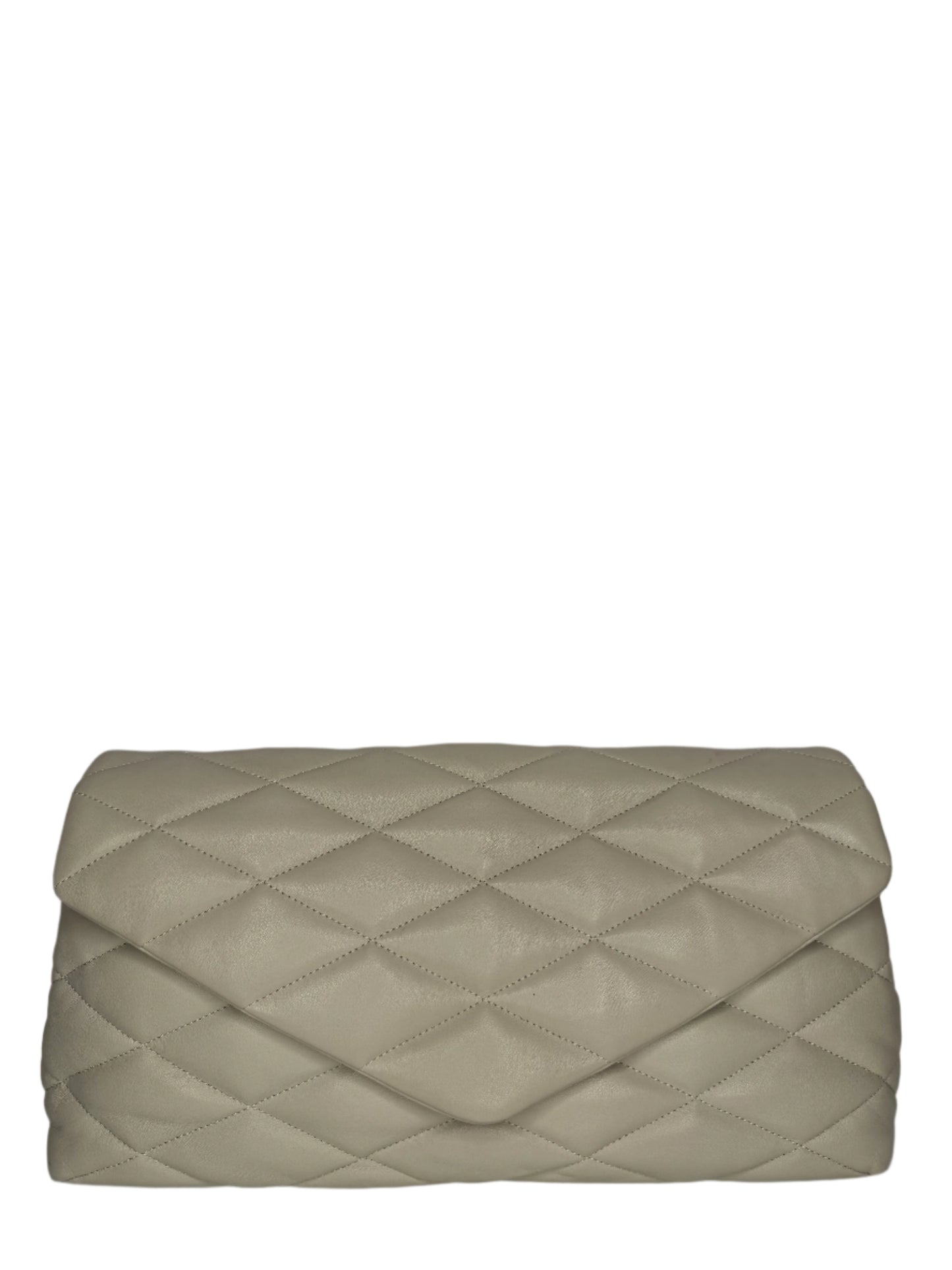 Saint Laurent Sade Puffer Ivory Quilted Leather Clutch