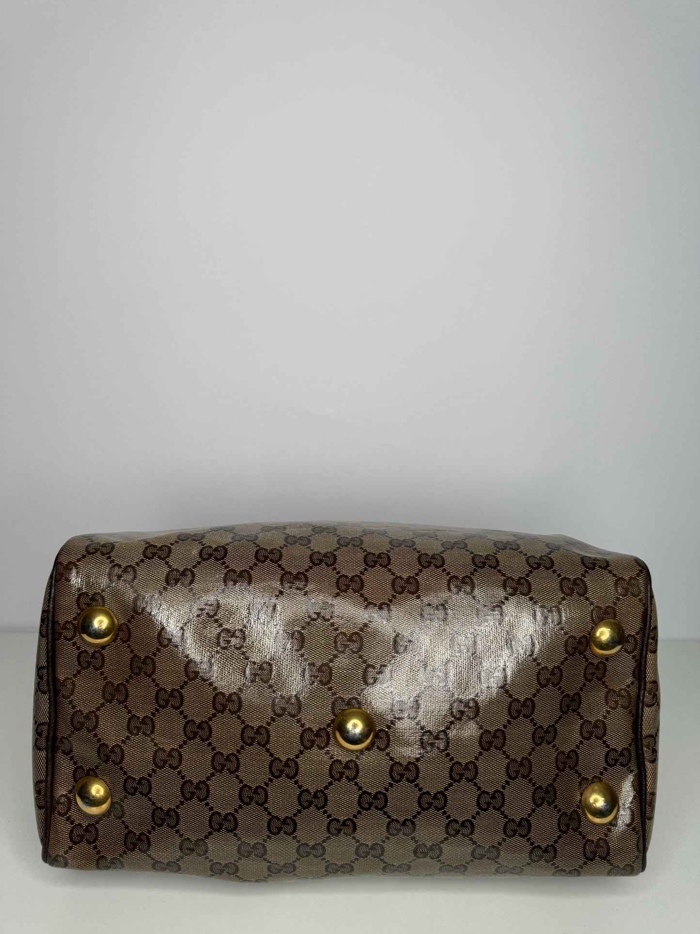 Gucci Beige/Ebony GG Crystal Coated Canvas Babouska Boston Bag