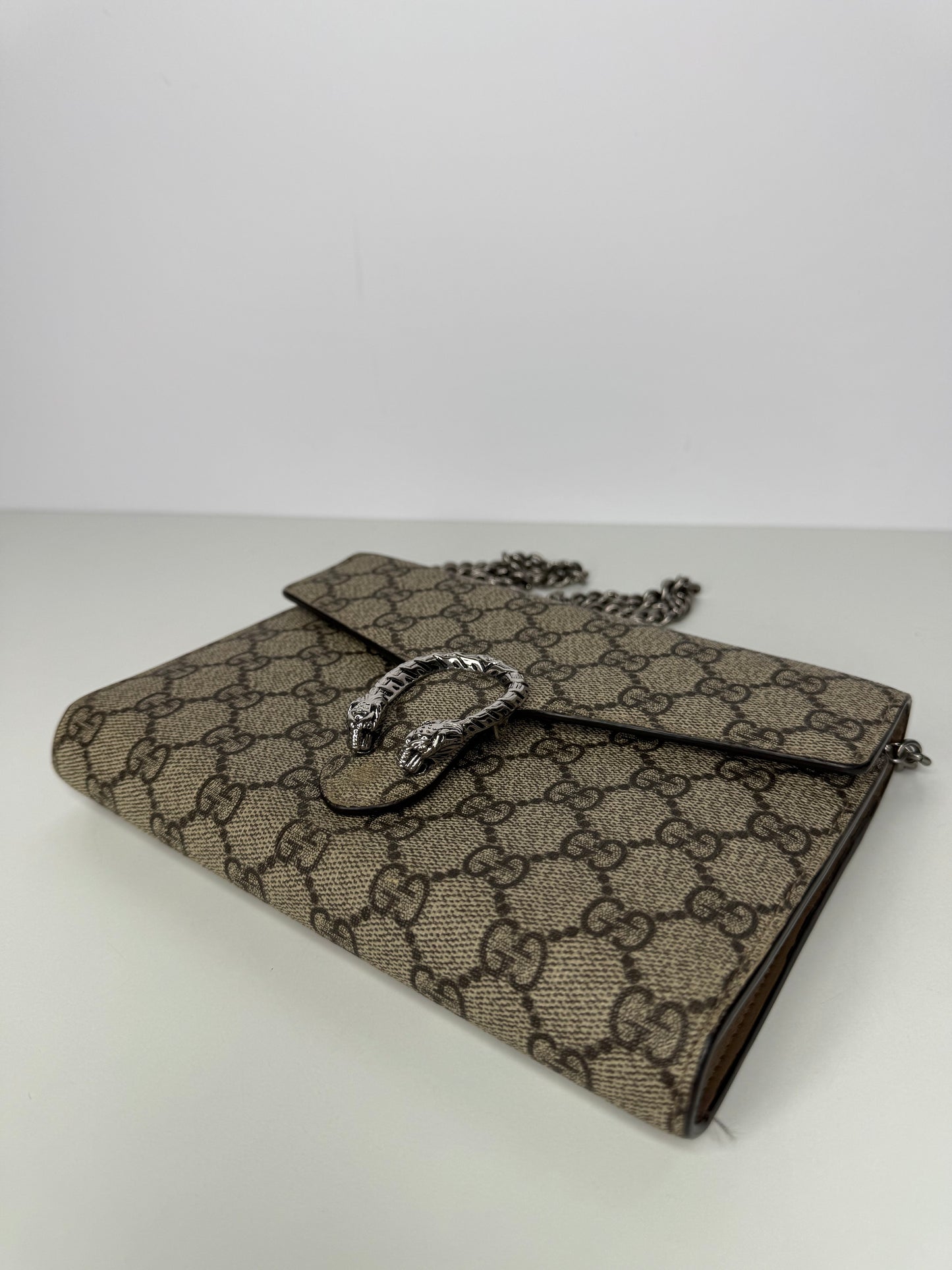 Gucci Dionysus Beige/Ebony GG Supreme Canvas Wallet on Chain