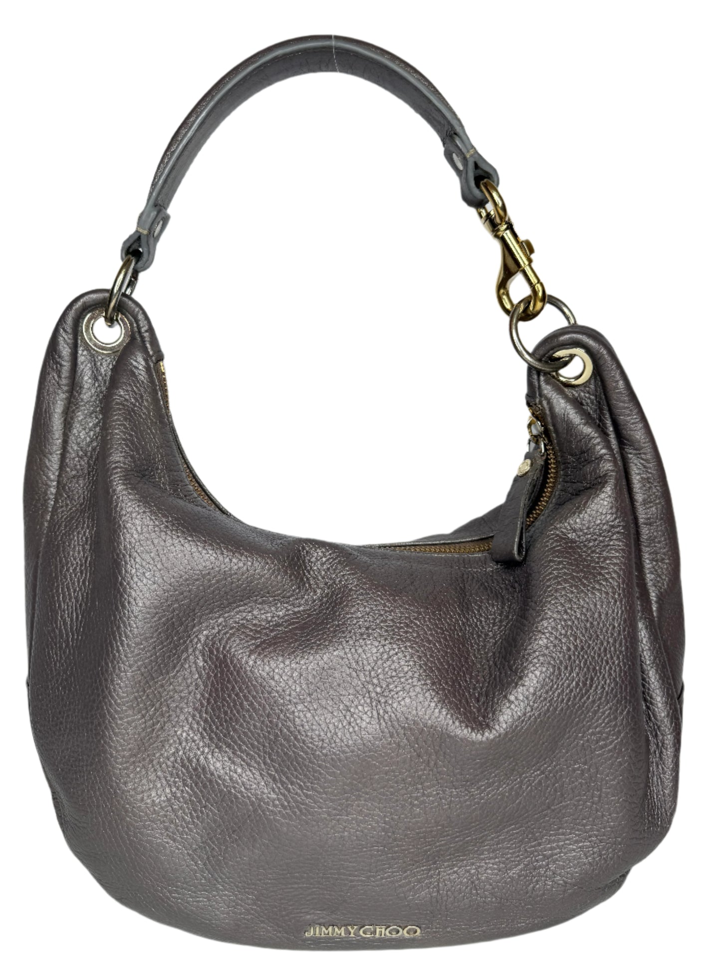 Jimmy Choo Taupe Metallic Deerskin Leather Solar Hobo Bag