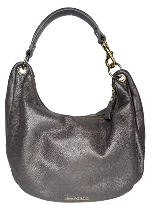 Jimmy Choo Taupe Metallic Deerskin Leather Solar Hobo Bag
