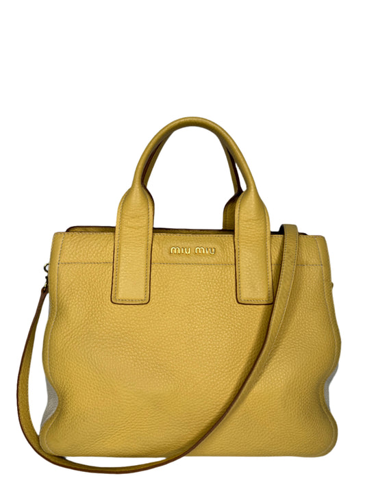 Miu Miu Vitello Caribbean Handbag Yellow