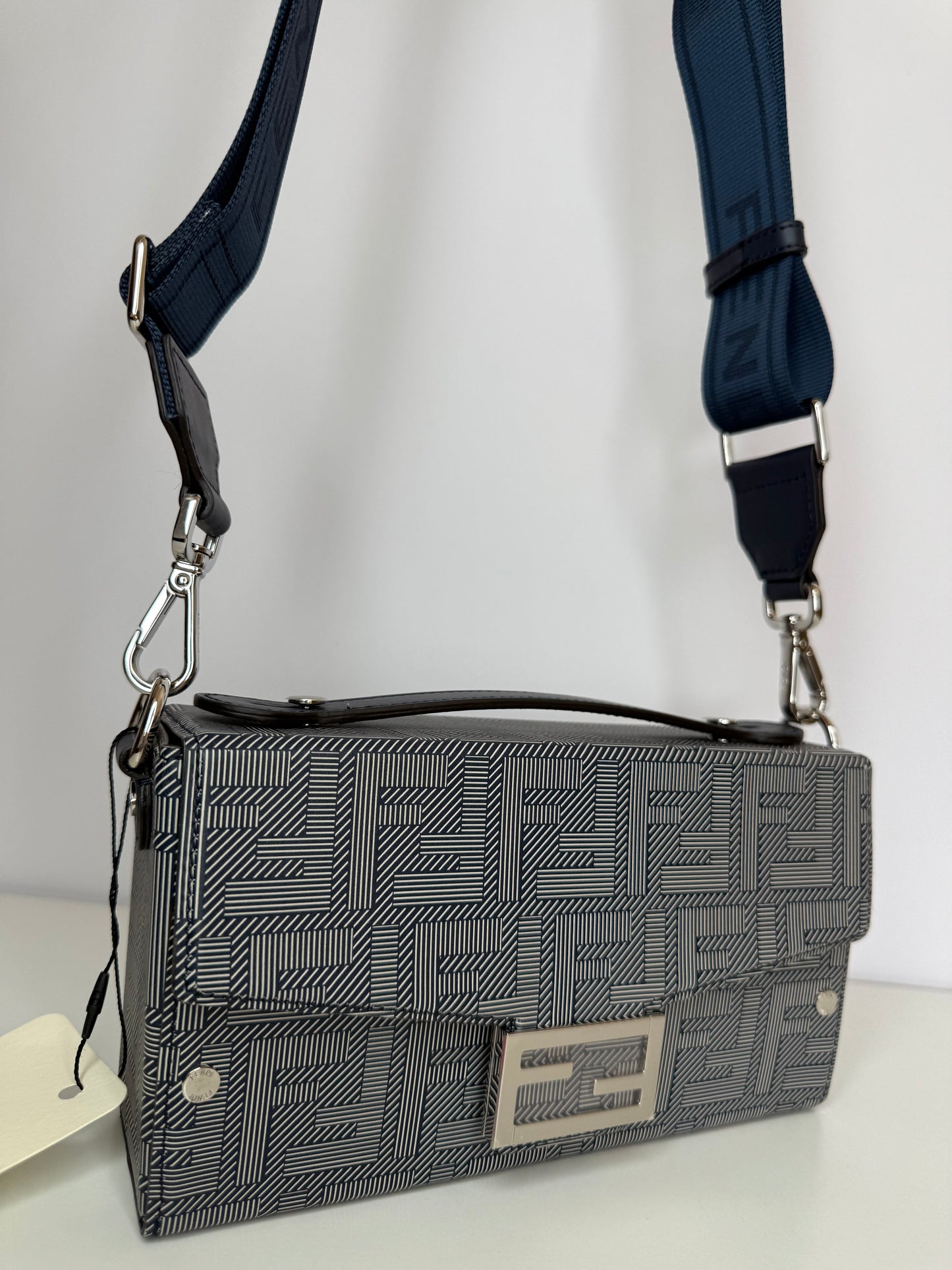 Fendi Unisex Baguette Soft Trunk Messenger Bag Blue