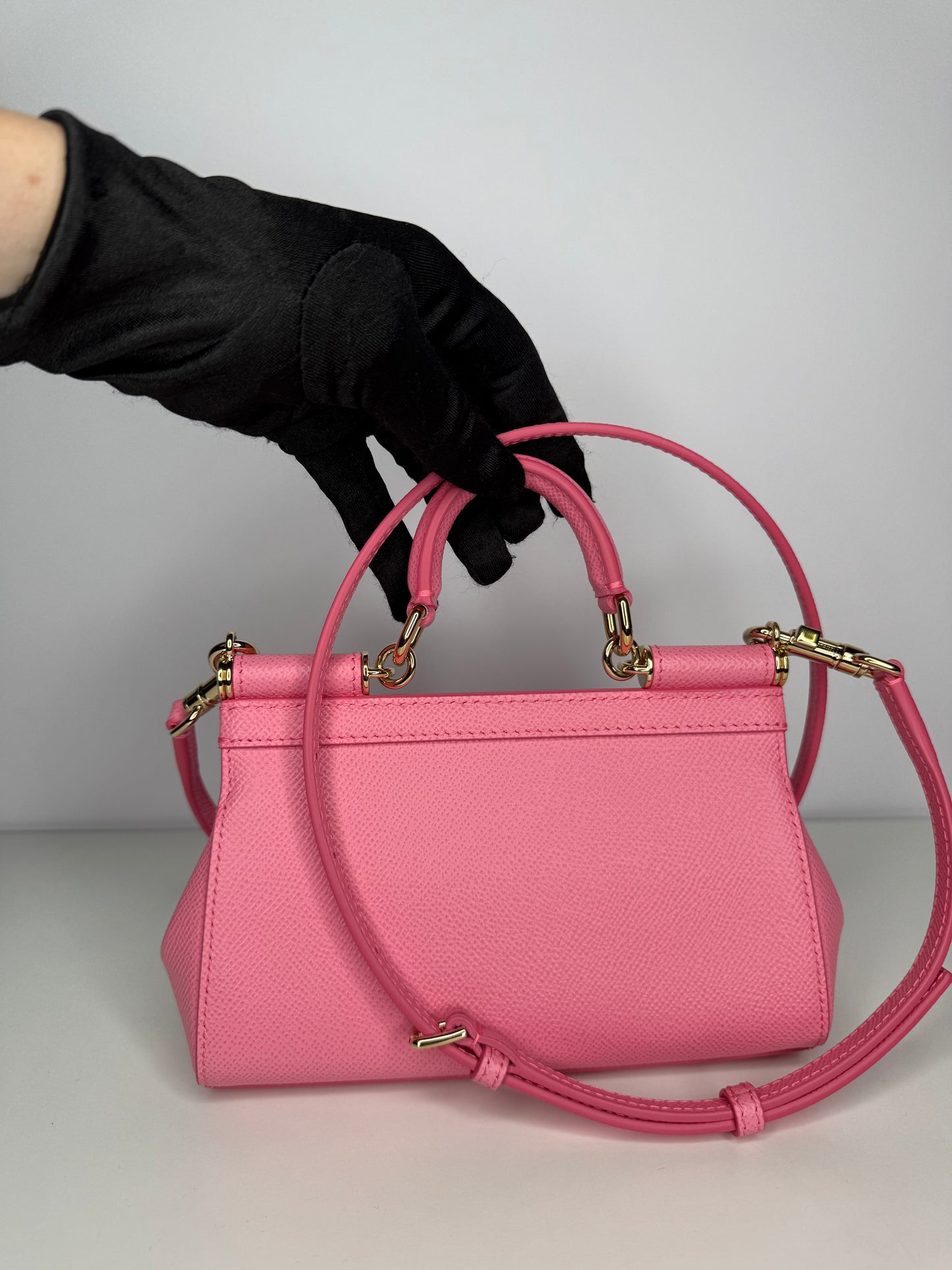 Dolce Gabbana Pink Dauphine Leather Small Sicily Crossbody Bag