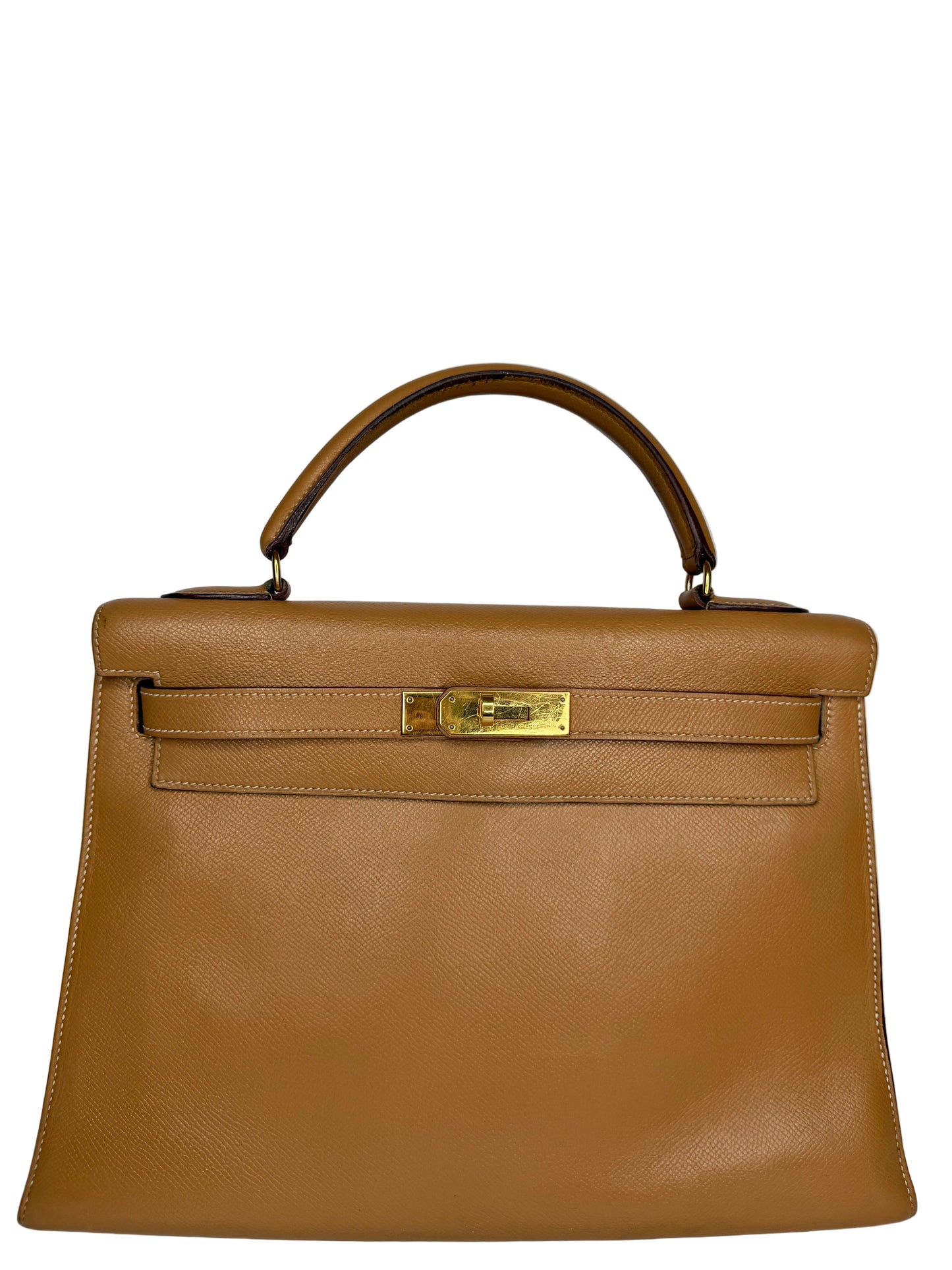Hermès Vintage Kelly 32 Epsom Gold Leather GH