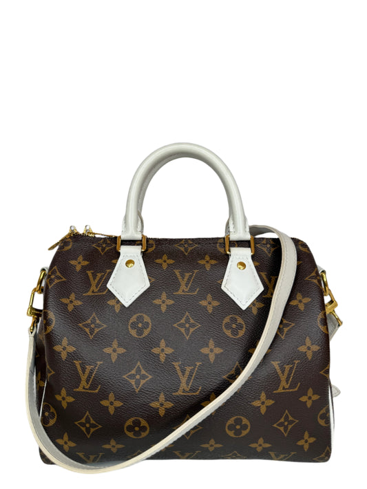 Louis Vuitton Speedy Bandoulière 25 Monogram Canvas with White-Leather Trim