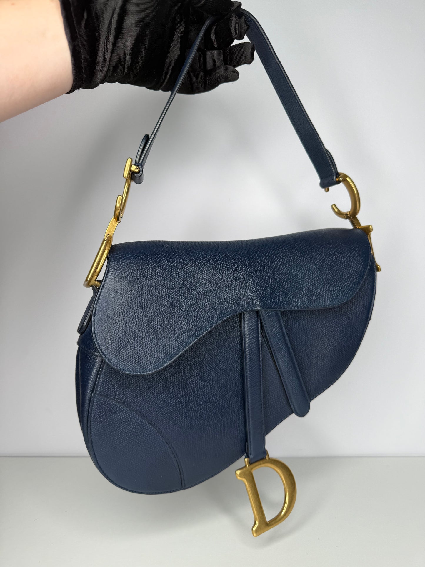 Dior Saddle Bag Deep Ocean Blue Grained Calfskin