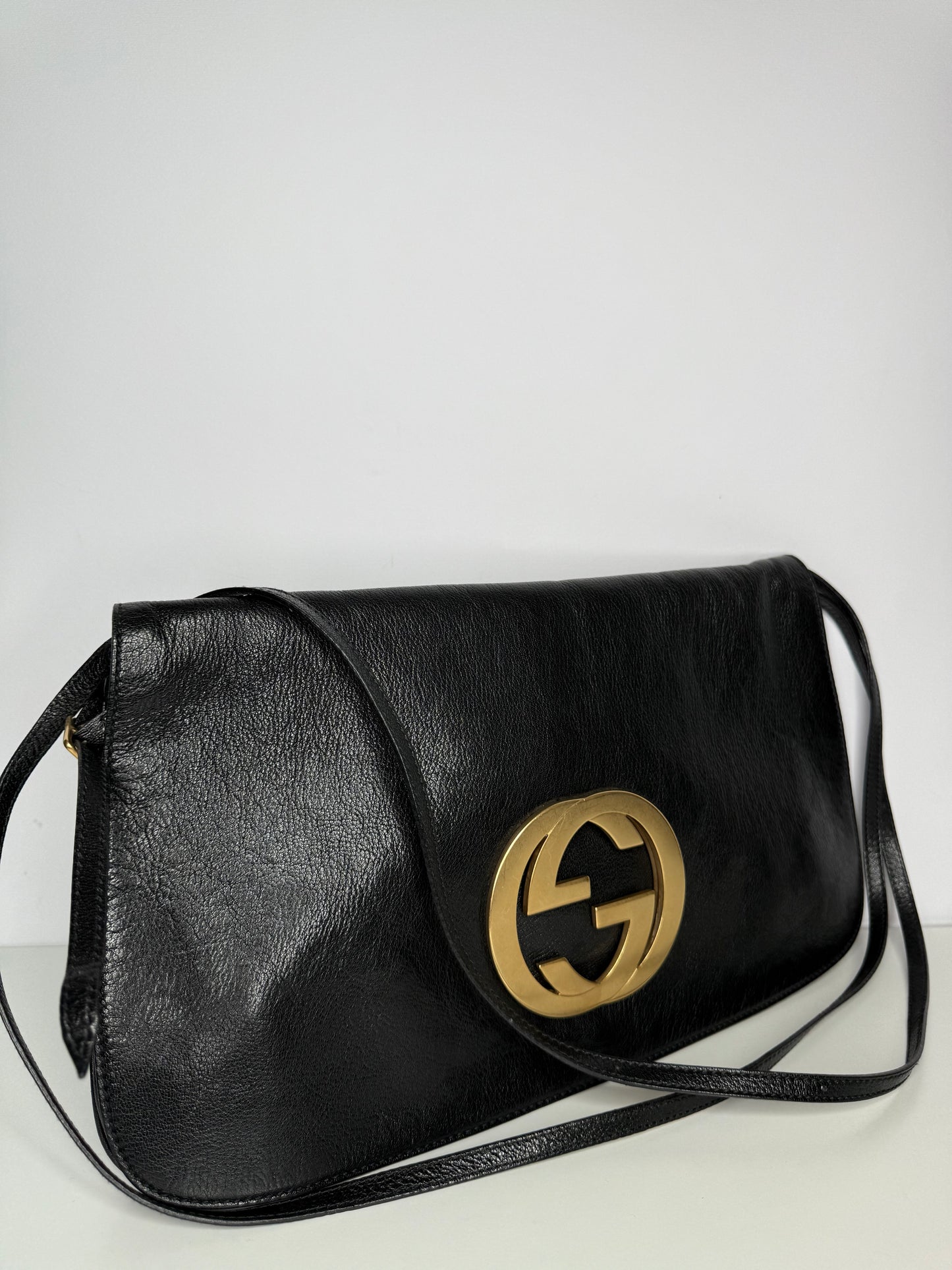 Gucci Vintage Black Calfskin Leather Blondie Shoulder Flap Bag