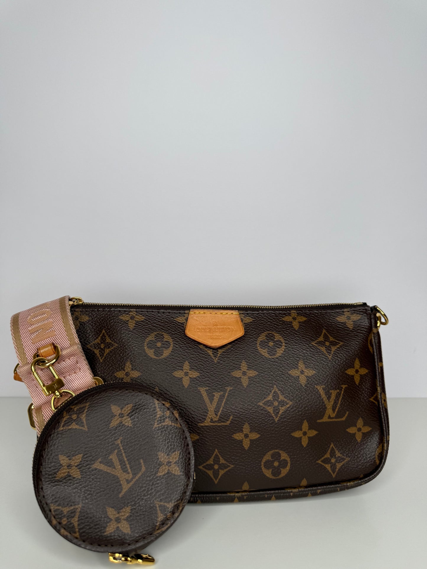 Louis Vuitton Multi Pochette Accessoires Rose Klair Strap Monogram Canvas